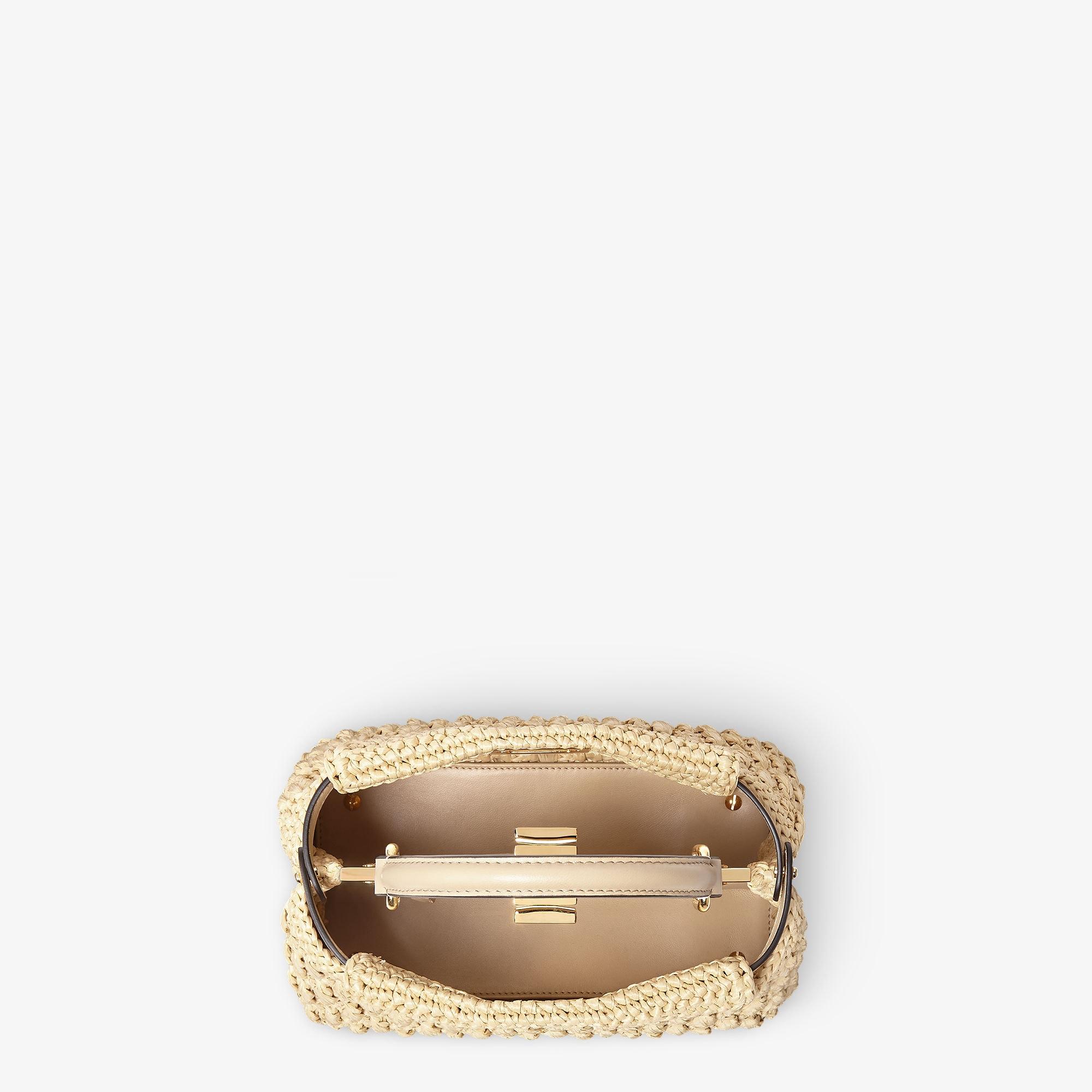 Nano Baguette CharmJacquard fabric charm with raffia FF Product Image