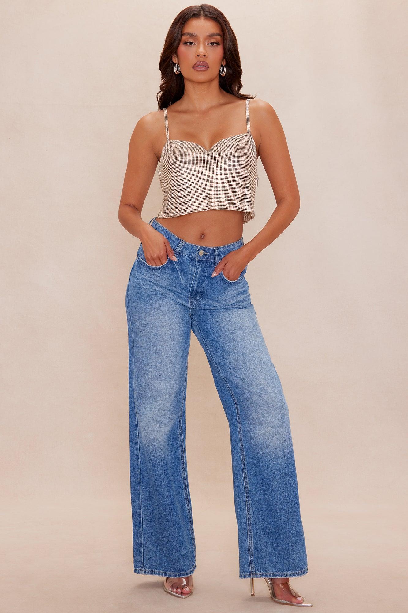 Party On Embellished Crop Top - Gold Female Product Image