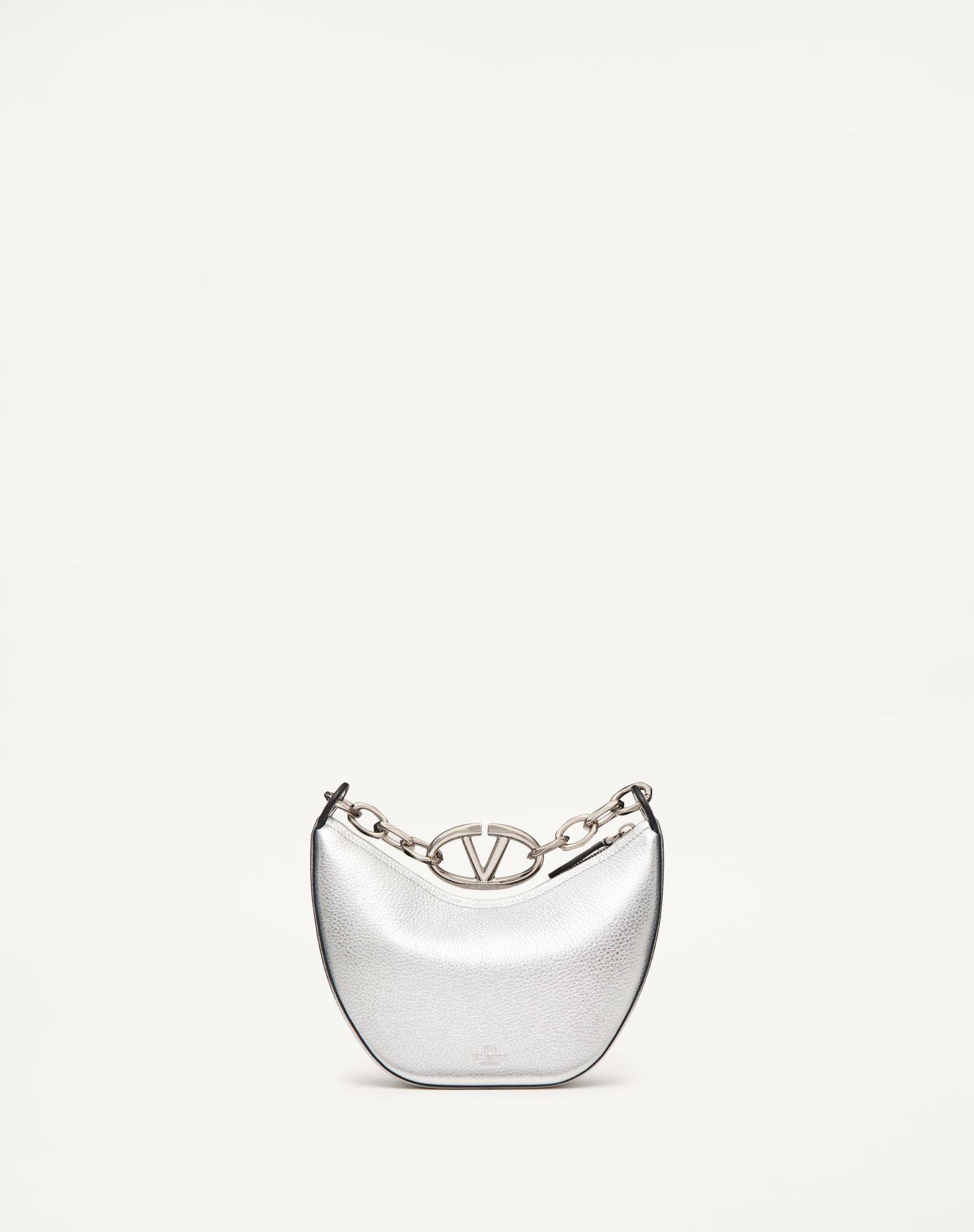 Vlogo Moon Mini Hobo Bag In Metallic Grainy Calfskin With Chain Product Image