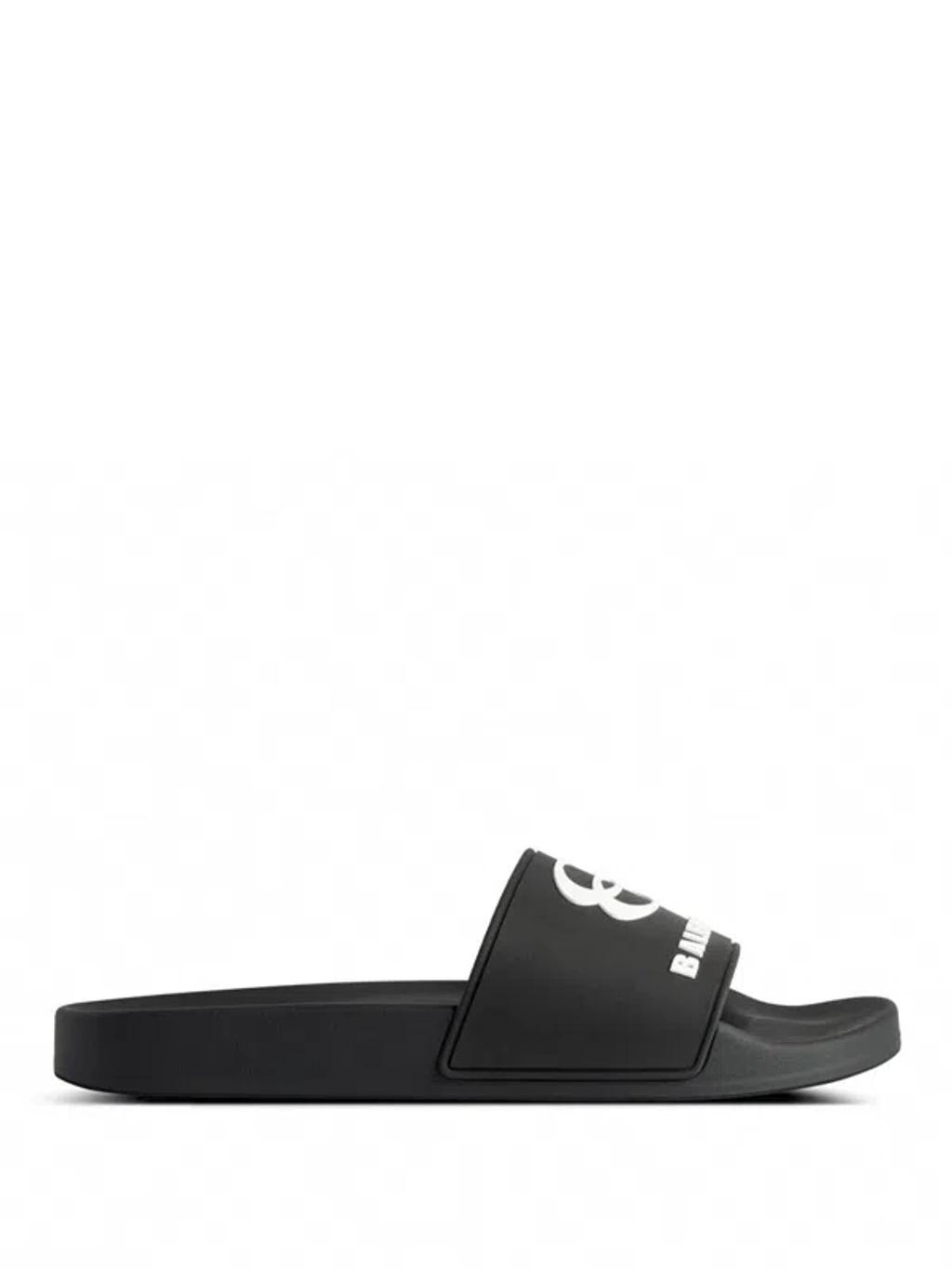 BALENCIAGA Rubber Slide Sandals For The Pool Men In Black White Product Image
