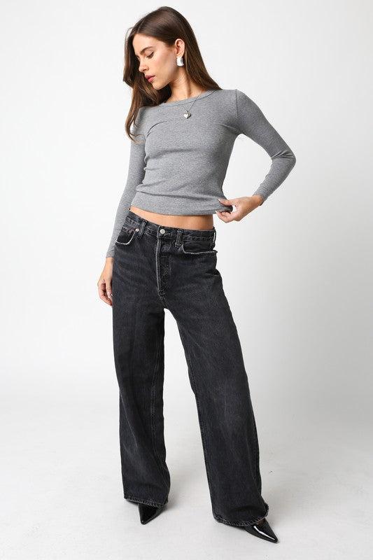 FINAL SALE Madelyn Rib Knit Long Sleeve Top Product Image