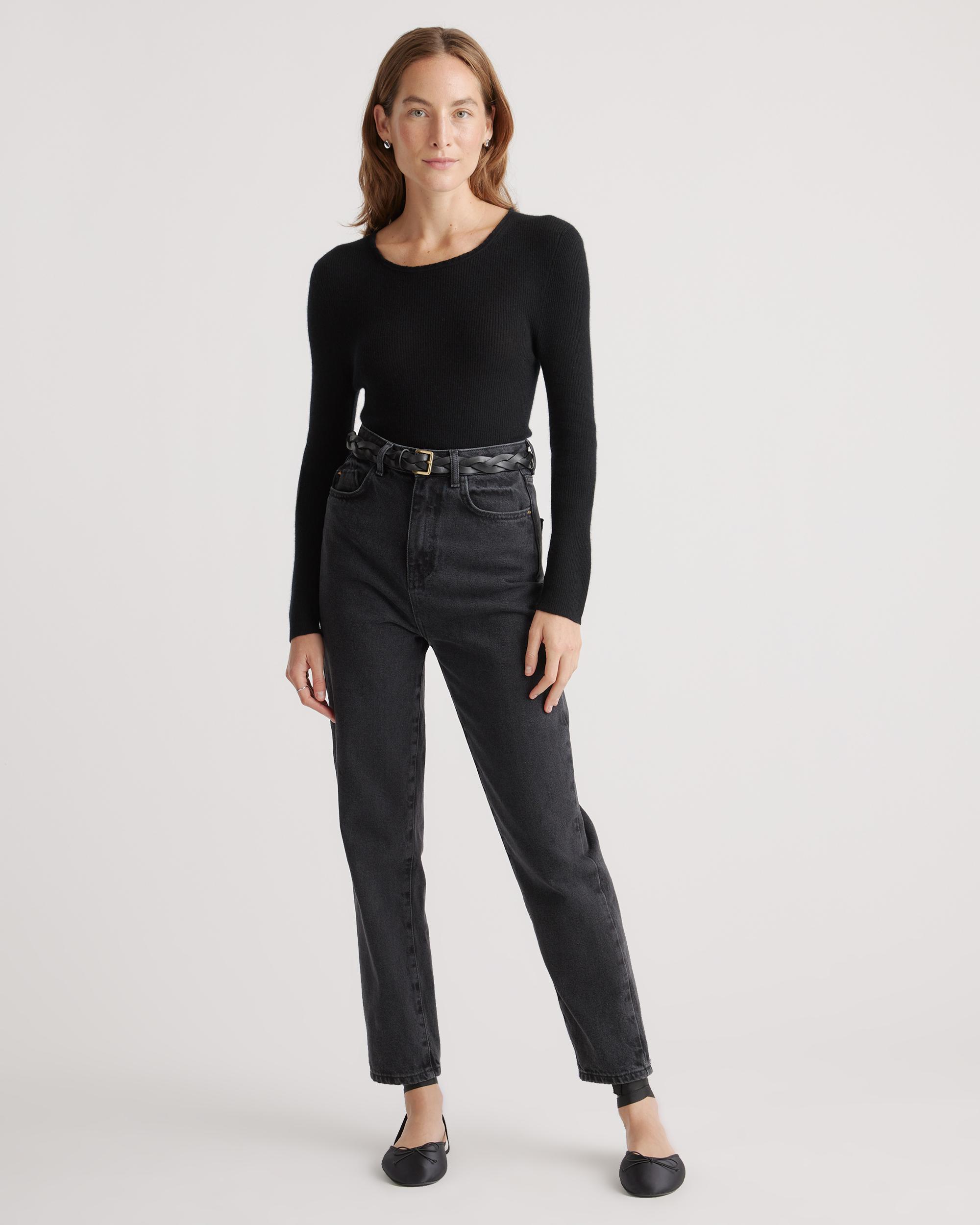 Quince | Women's Featherweight Cashmere Ribbed Crewneck Sweater Size XS Product Image