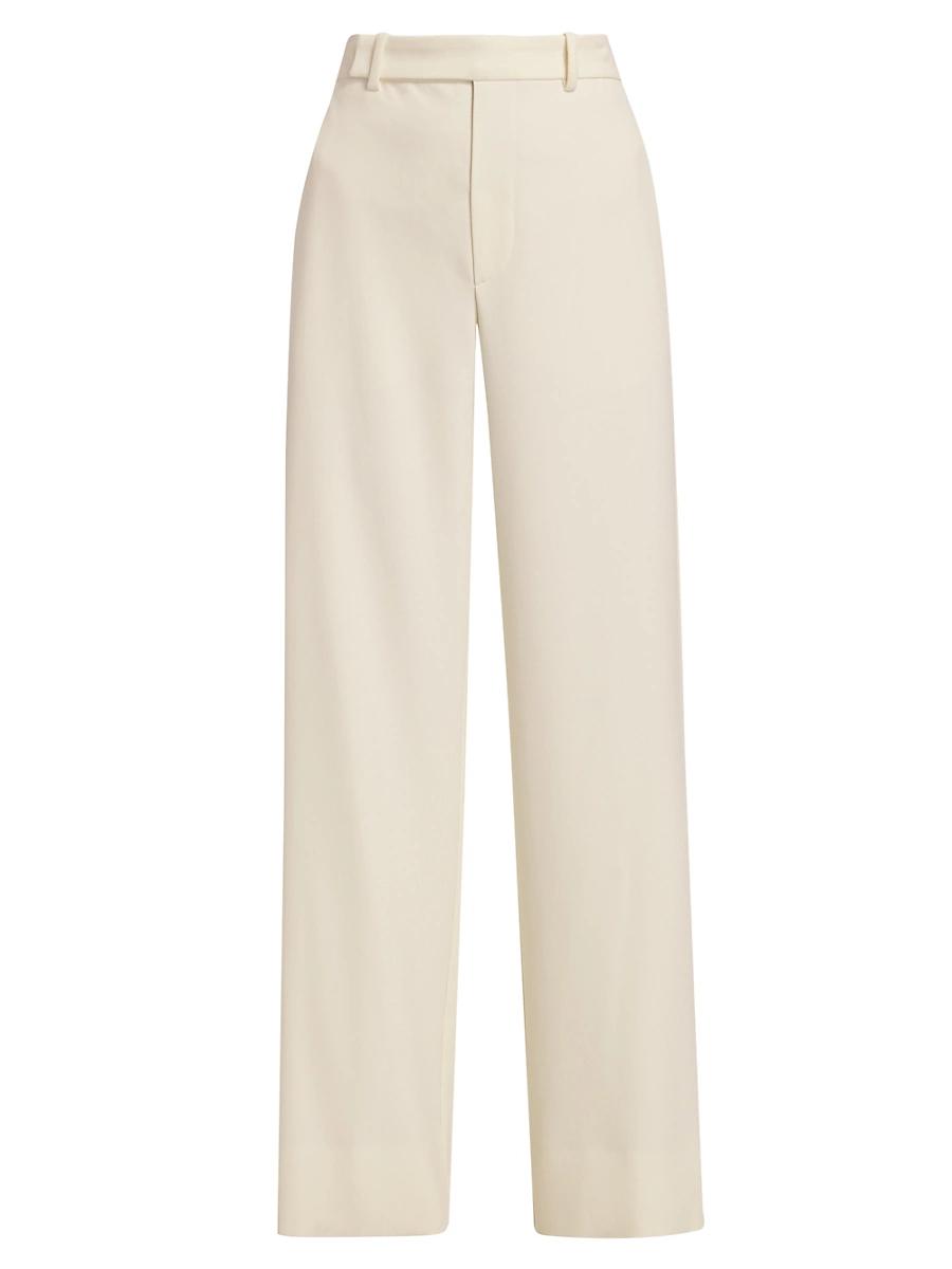 Womens Cotton-Blend High-Rise Wide-Leg Pants Product Image