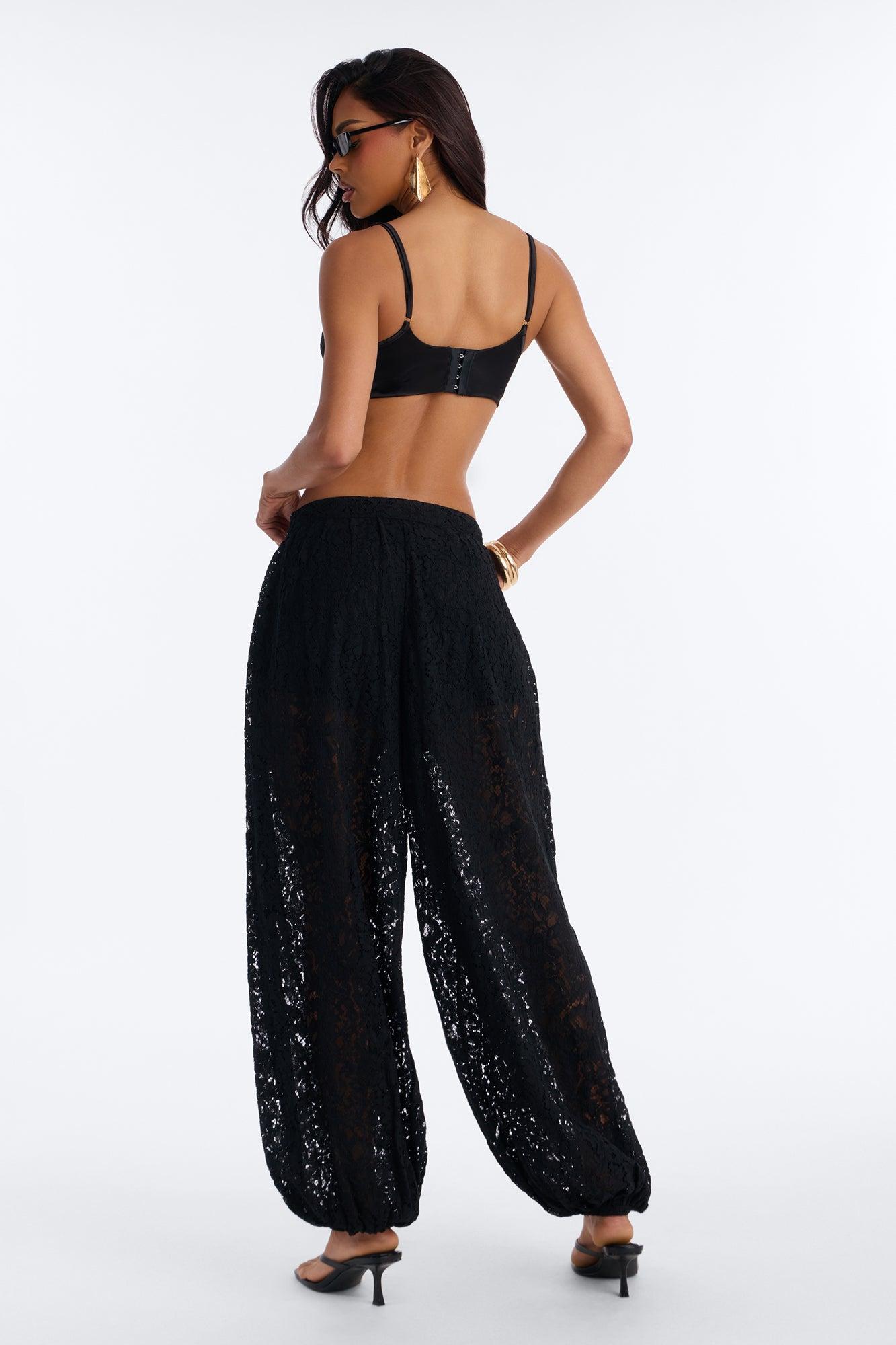 Barely A Secret Sheer Lace Balloon Pant 30″ - Black Female Product Image