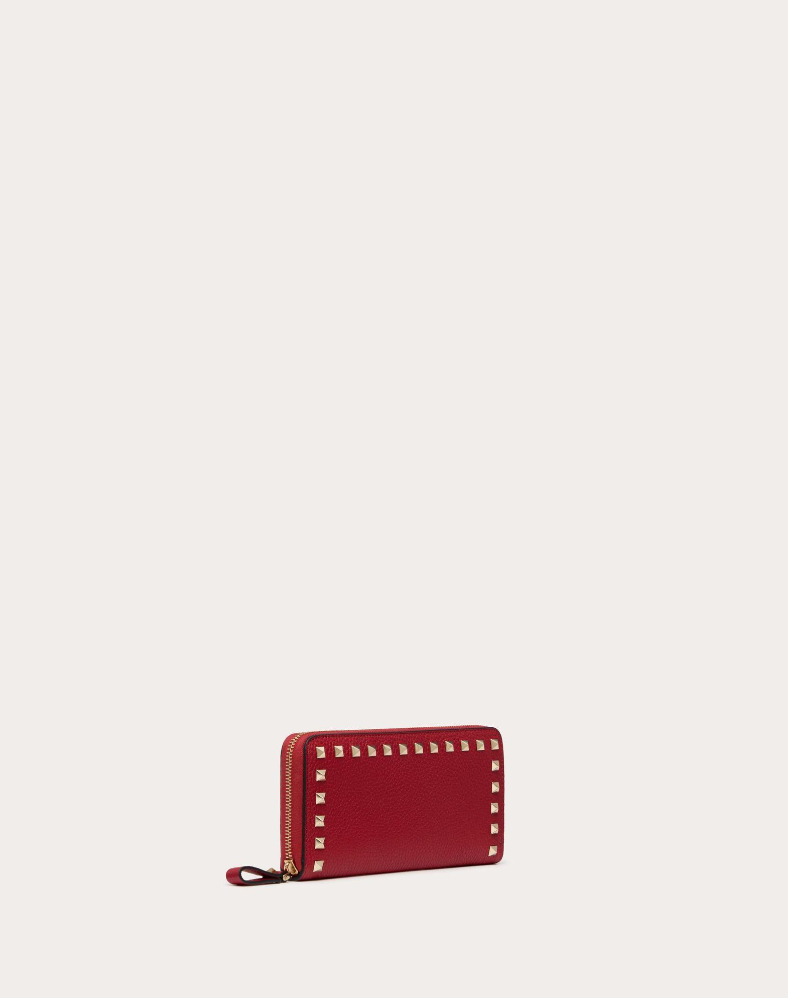 Rockstud Grainy Calfskin Zippered Wallet  Product Image
