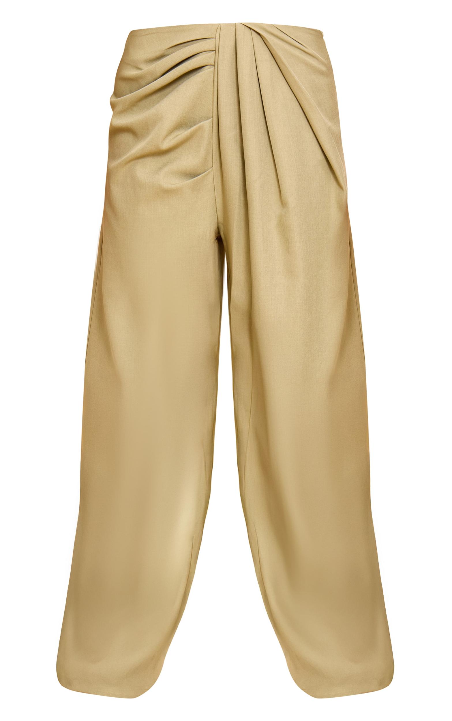 Petite Sage Green Tailored Woven Pleat Detail Wide Leg Pants Product Image