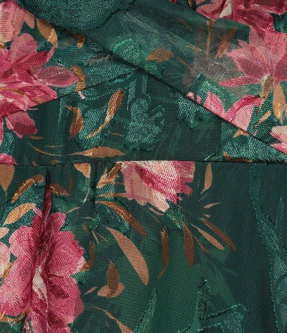 Allison & Kelly Long Sleeve Floral Printed Jacquard Fit & Flare Dress Product Image