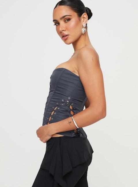 Eden Lace Up Corset Blue Product Image