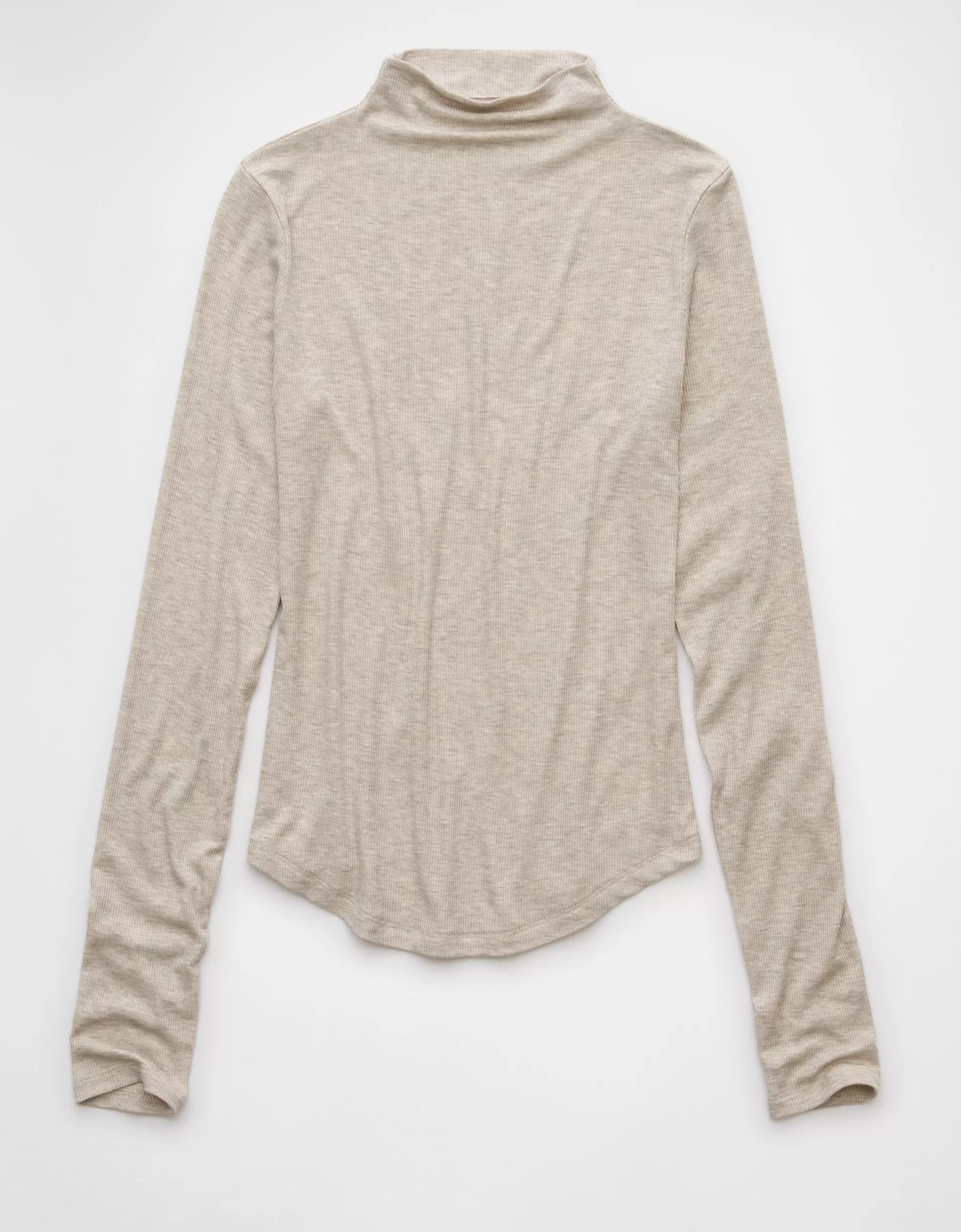 AE Soft & Sexy Long-Sleeve Mock Neck T-Shirt Product Image