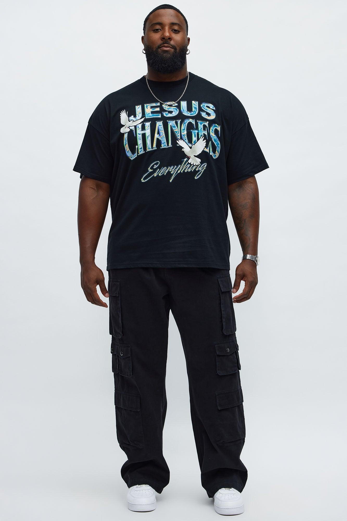 Jesus Changes Everything Oversized Short Sleeve Tee - Black Male Product Image