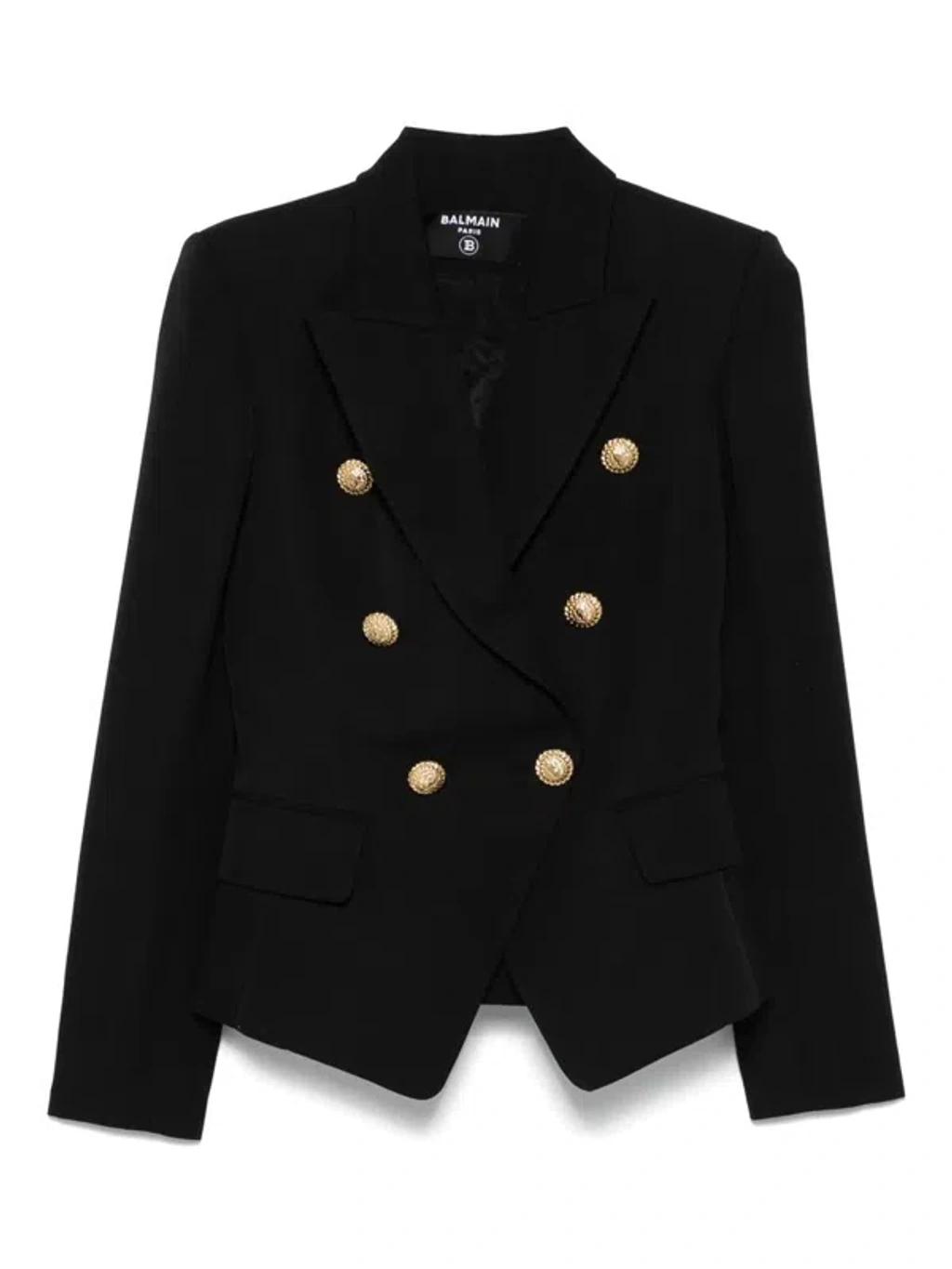 BALMAIN Double-breasted Grain De Poudre Wool Blazer In Multi Product Image