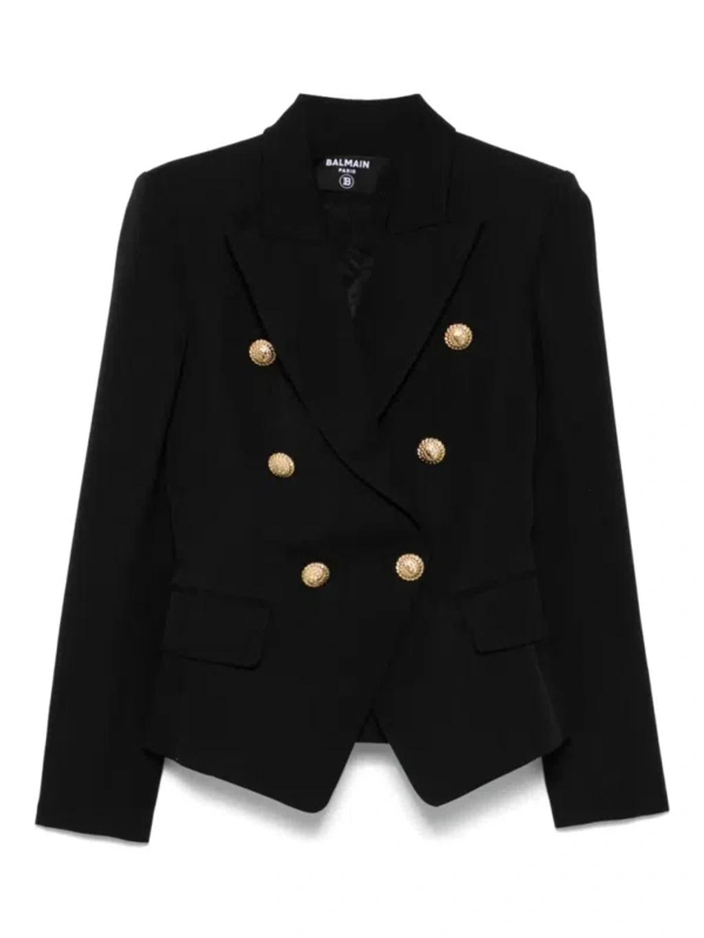 BALMAIN Double-breasted Grain De Poudre Wool Blazer In Multi Product Image