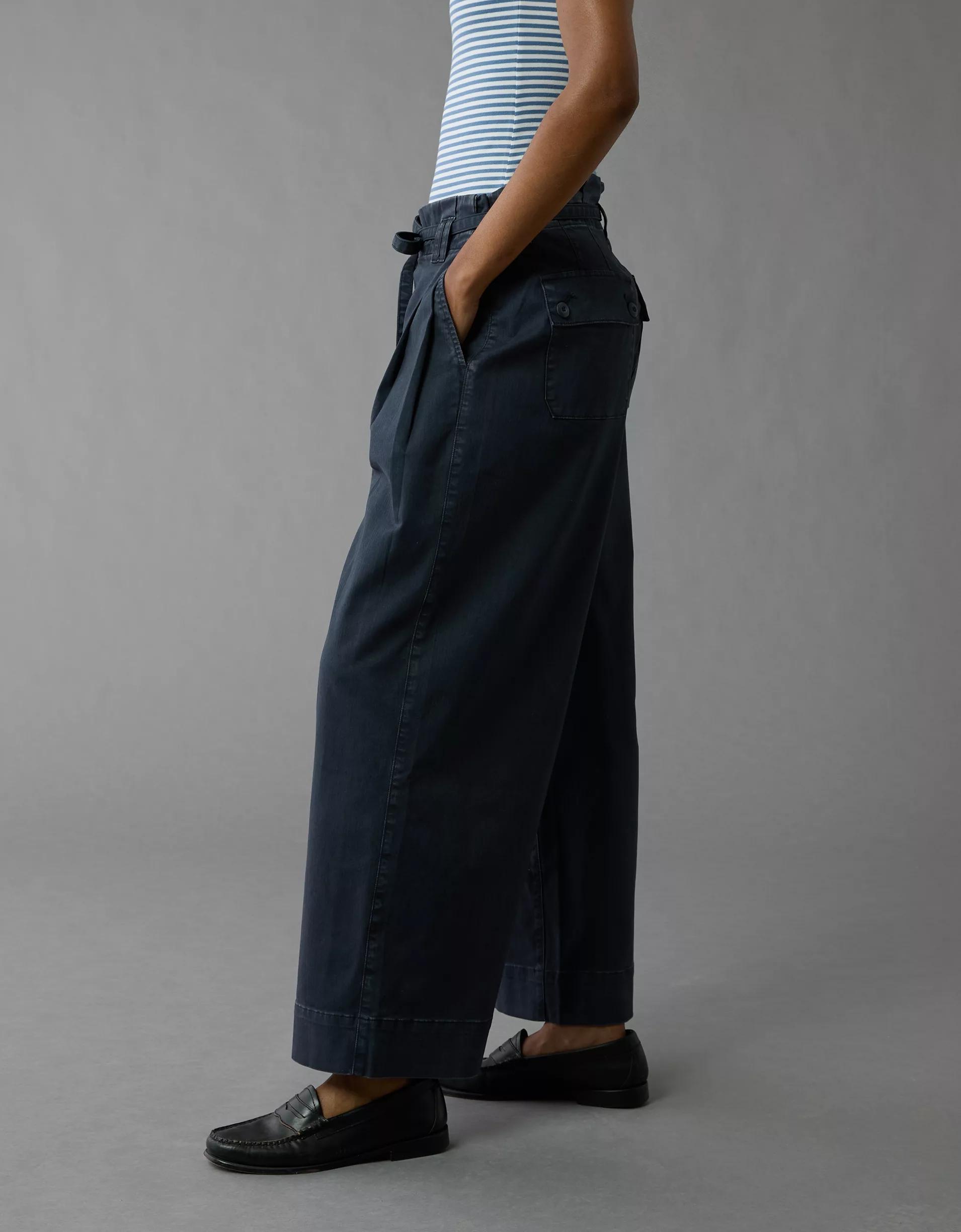 AE Stretch Paperbag Wide-Leg Crop Pant Product Image