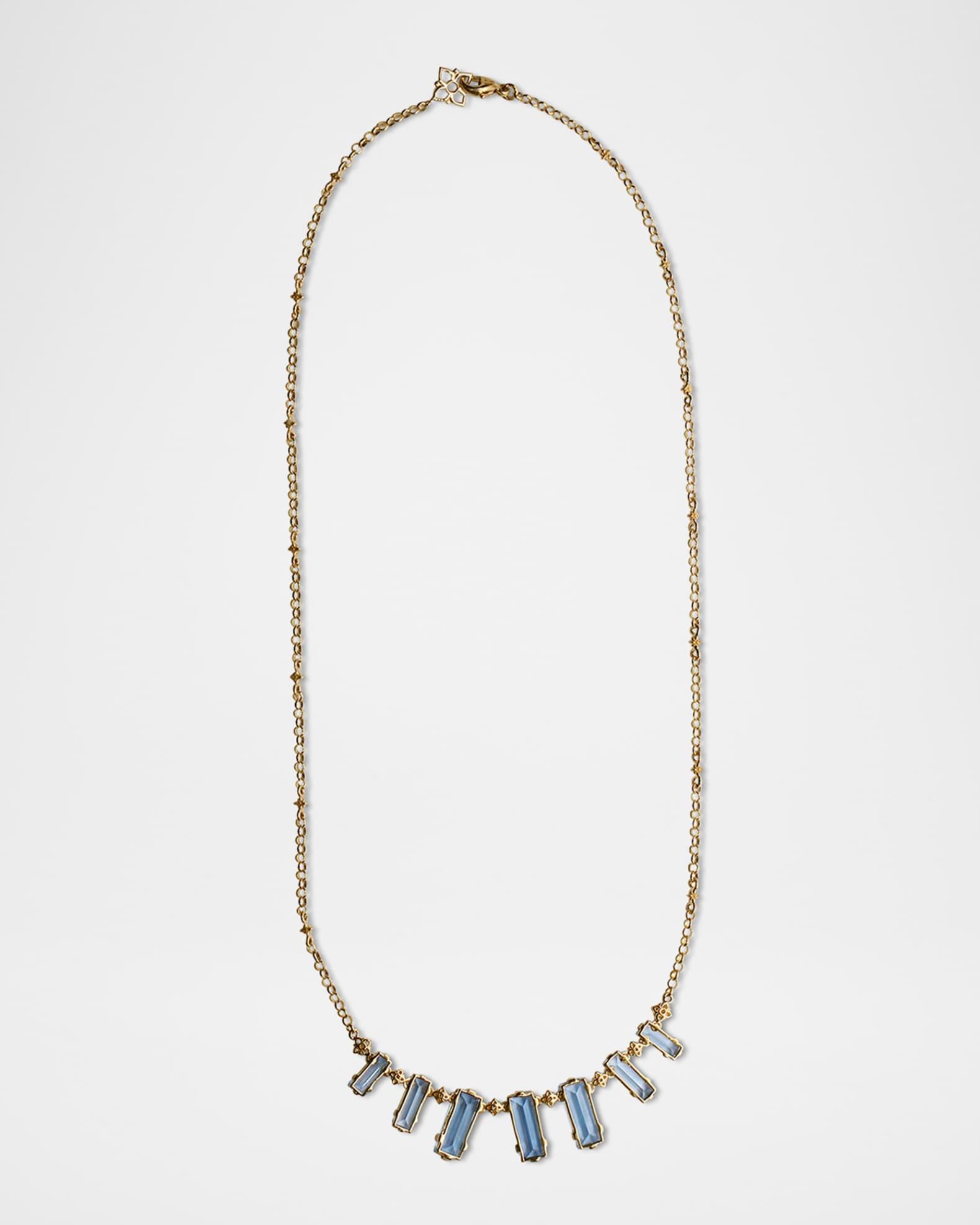 18K Yellow Gold Diamond and Swiss Blue Topaz Statement Necklace Product Image