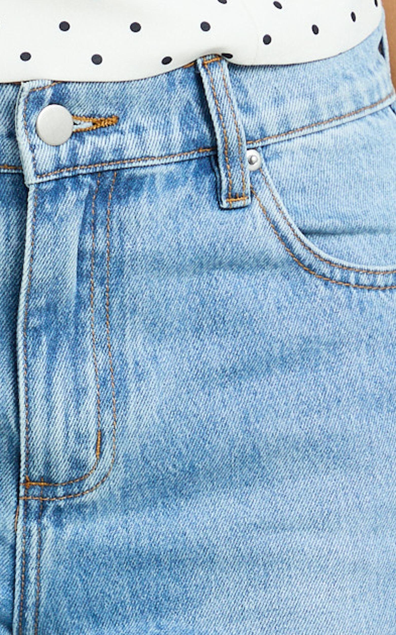 Barker Jeans - Low Rise Recycled Denim Straight Leg Jeans in Mid Blue Wash Product Image