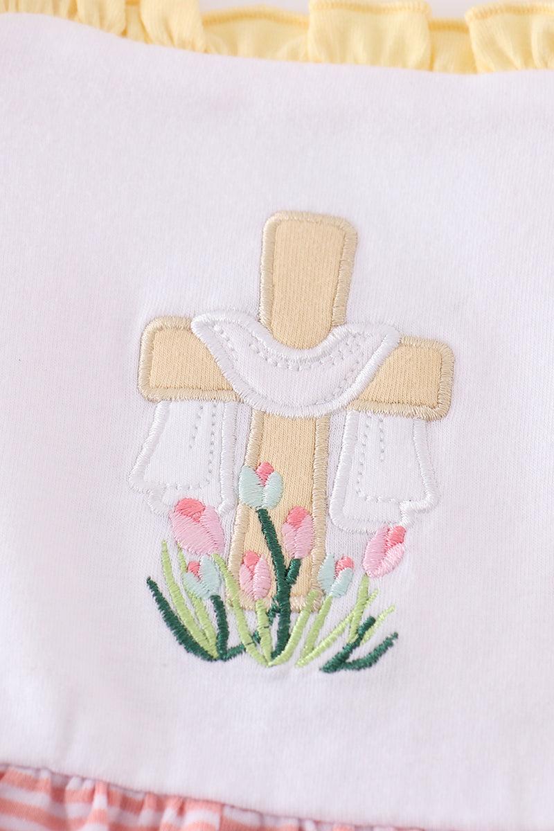 Premium pink cross embroidery dress Product Image