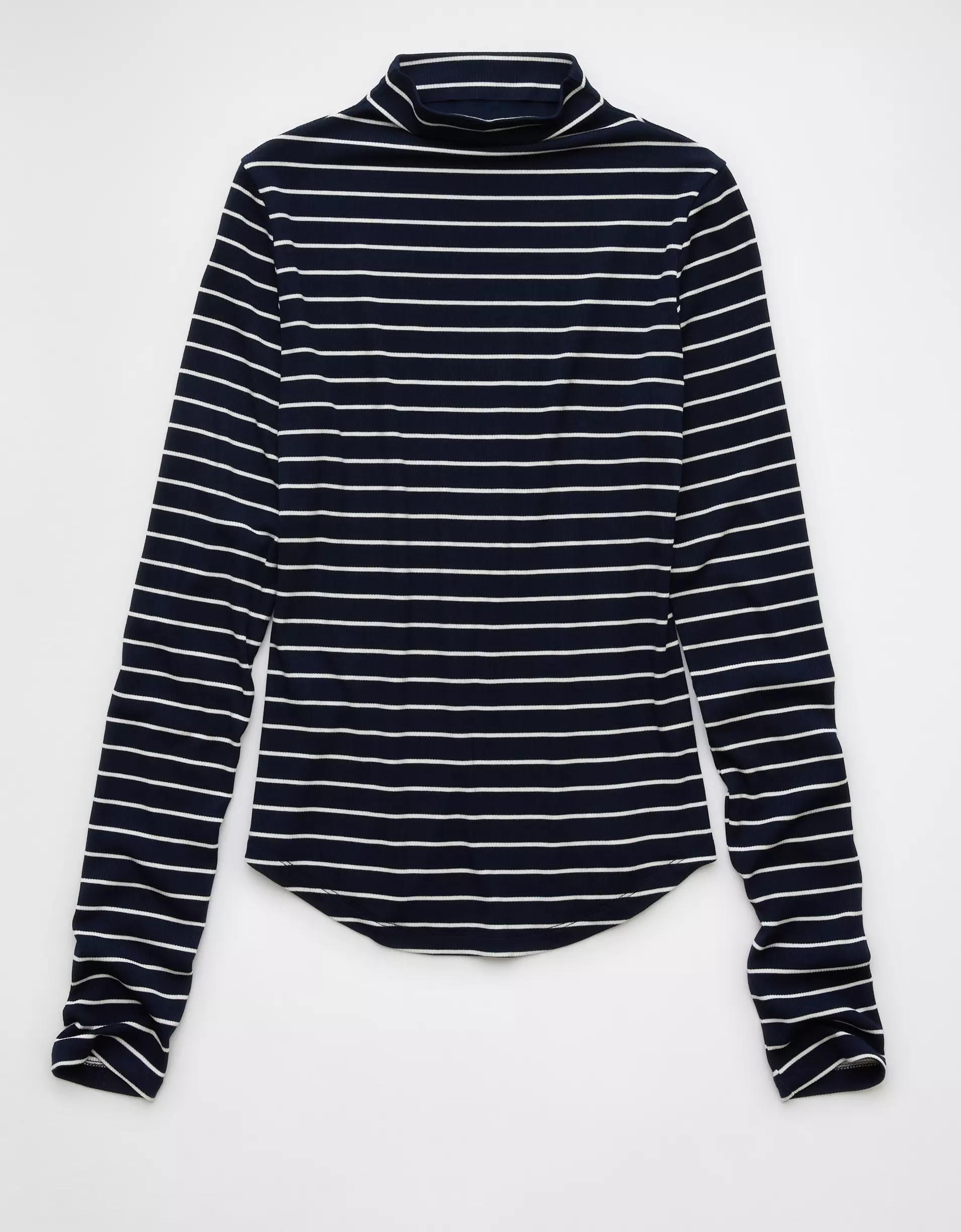 AE Soft & Sexy Long-Sleeve Mock Neck T-Shirt Product Image