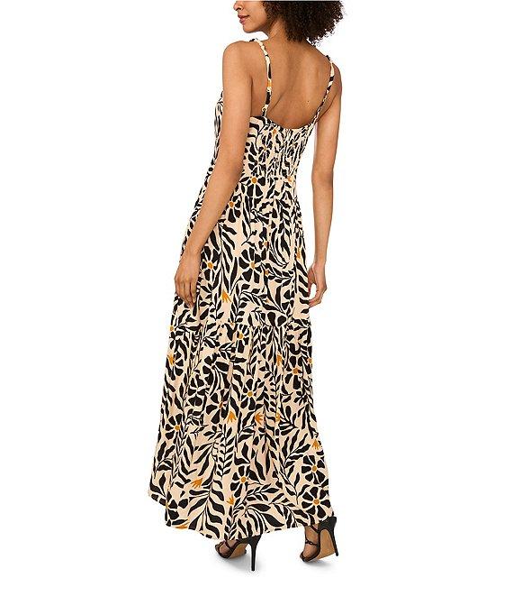 1. STATE Woven Printed Square Neck Sleeveless Hi-Low Maxi Dress Product Image