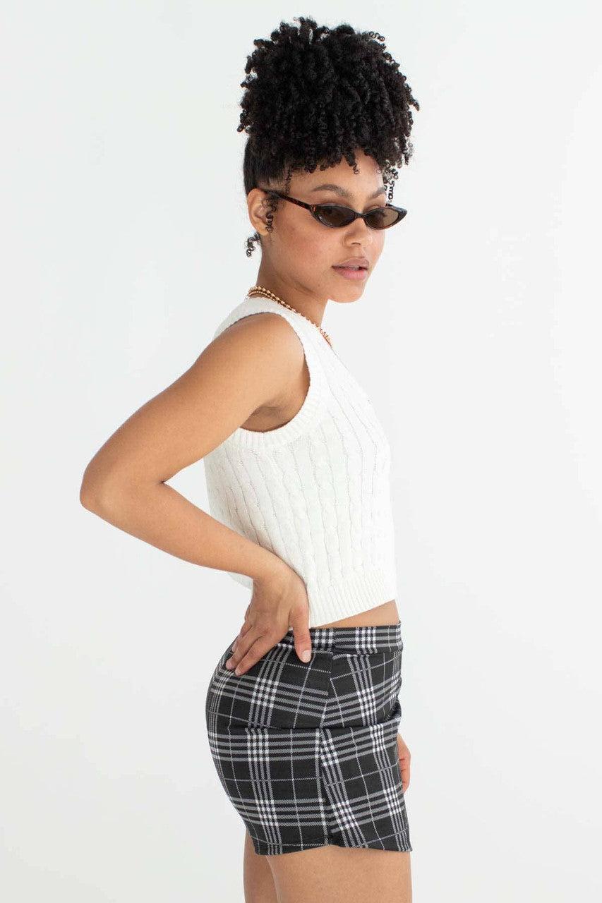 Cream Cable Knit Sweater Vest 1 Product Image