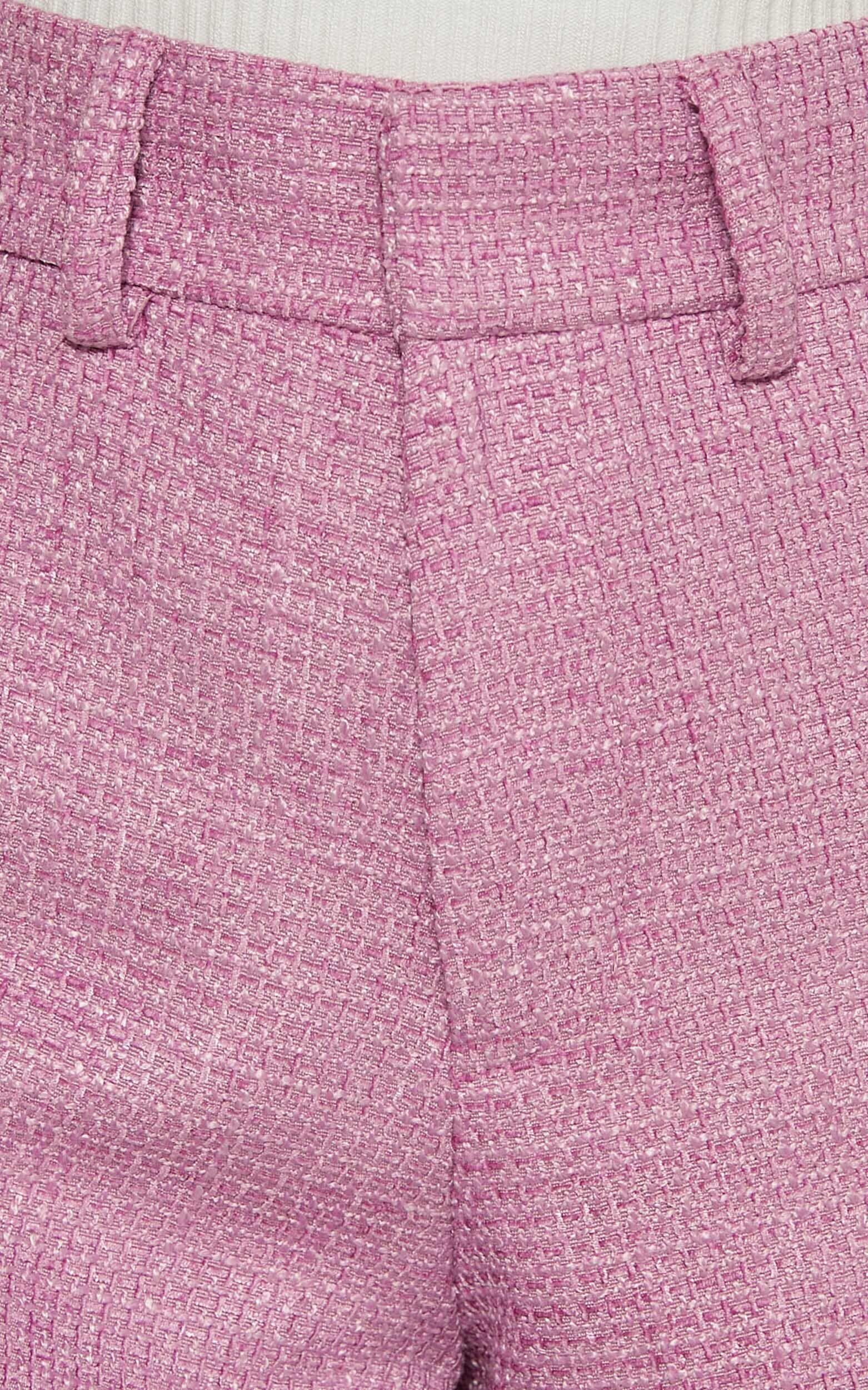 Carrie Shorts - High Waisted Tailored Tweed Shorts in Pink Product Image