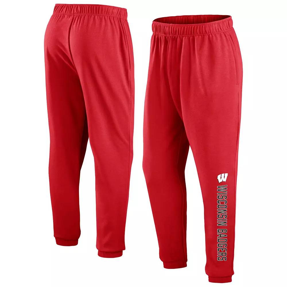Men's Fanatics Branded Red Wisconsin Badgers Chop Block Fleece Sweatpants,  Product Image