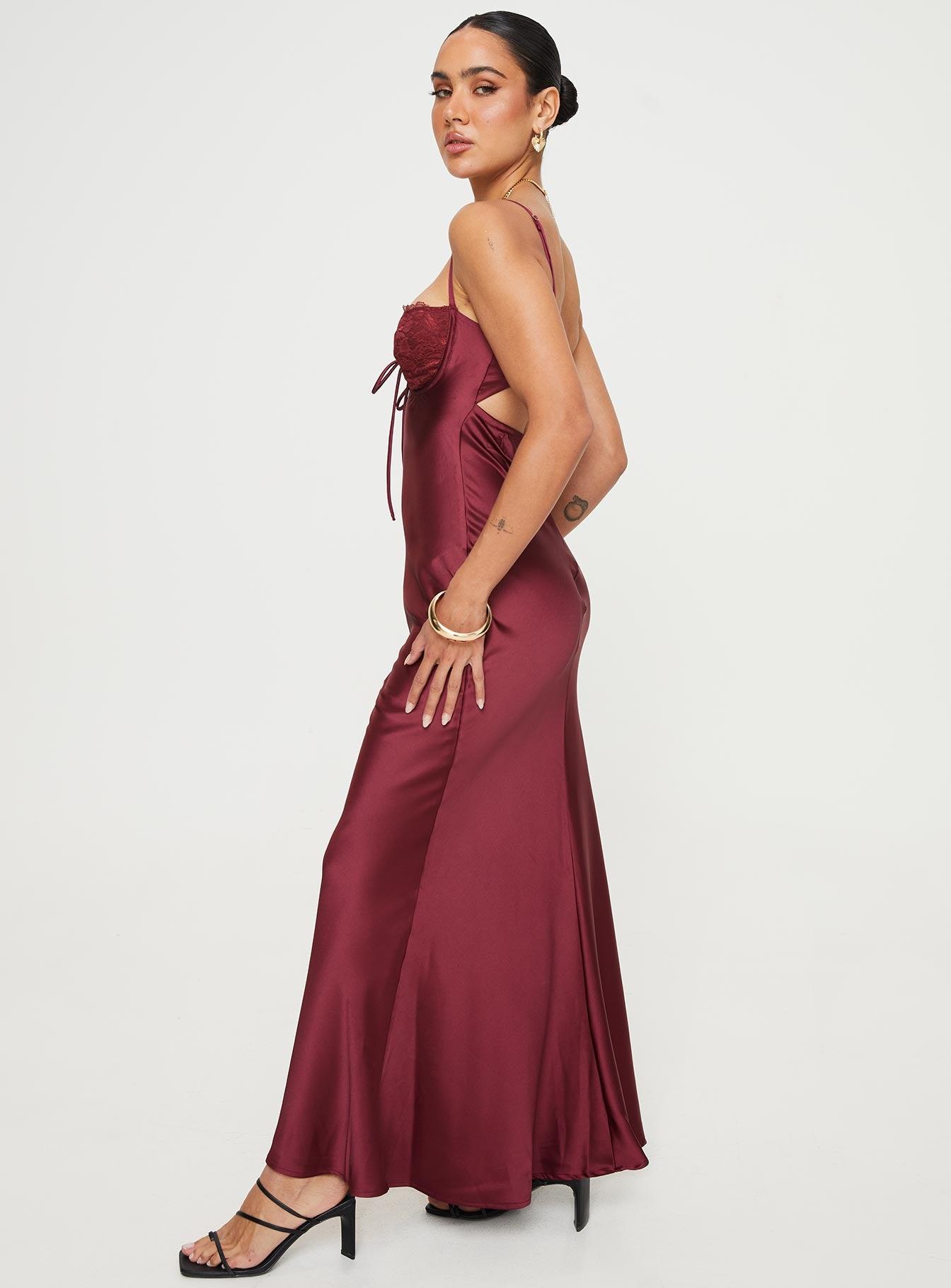 Fadyen Bias Cut Maxi Dress Burgundy Product Image
