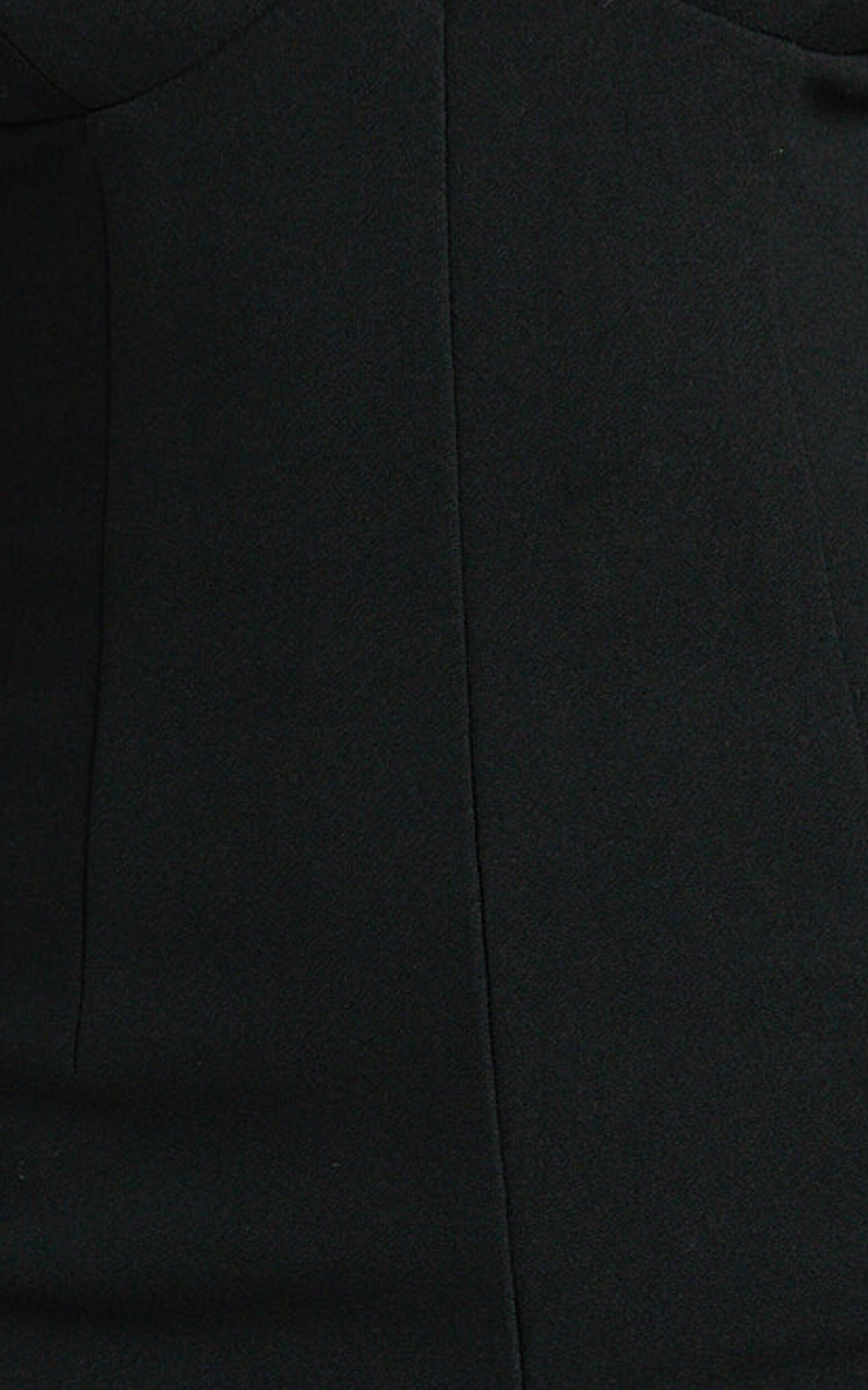 Zyla Mini Dress - Wide Shoulder Sweetheart Neck Fitted Dress in Black Product Image