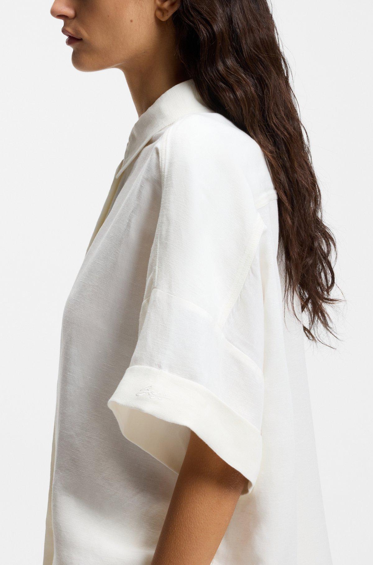 Regular-fit blouse with rolled cuffs Product Image