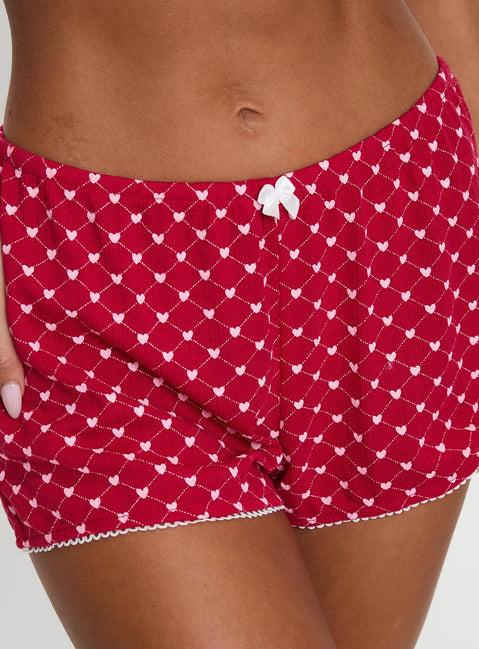 Slow Start Pointelle Sleep Short Red Product Image