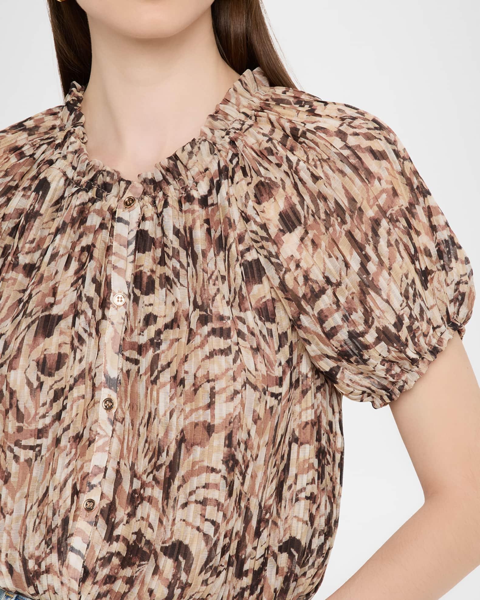 Soraya Pleated Puff-Sleeve Blouse Product Image