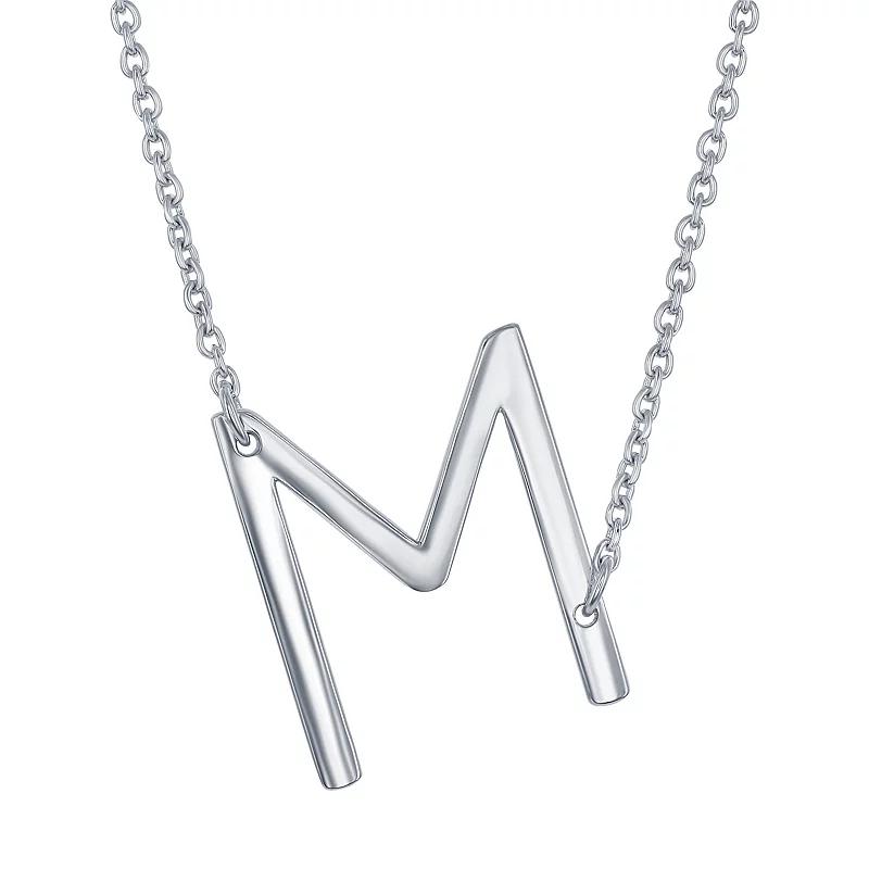 Sterling Silver Sideways Initial Necklace, Womens Sterling B Product Image
