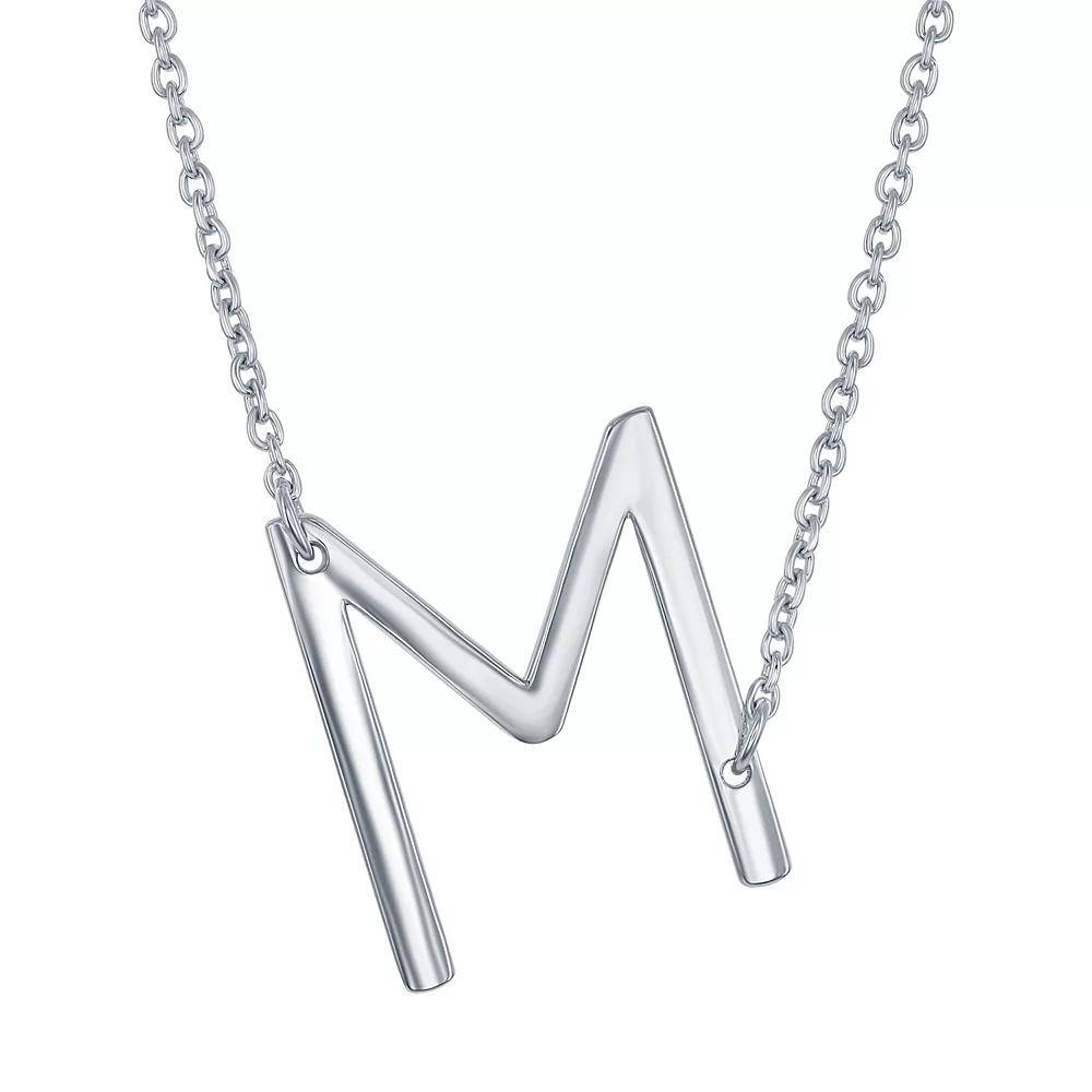Sterling Silver Sideways Initial Necklace, Womens Sterling B Product Image