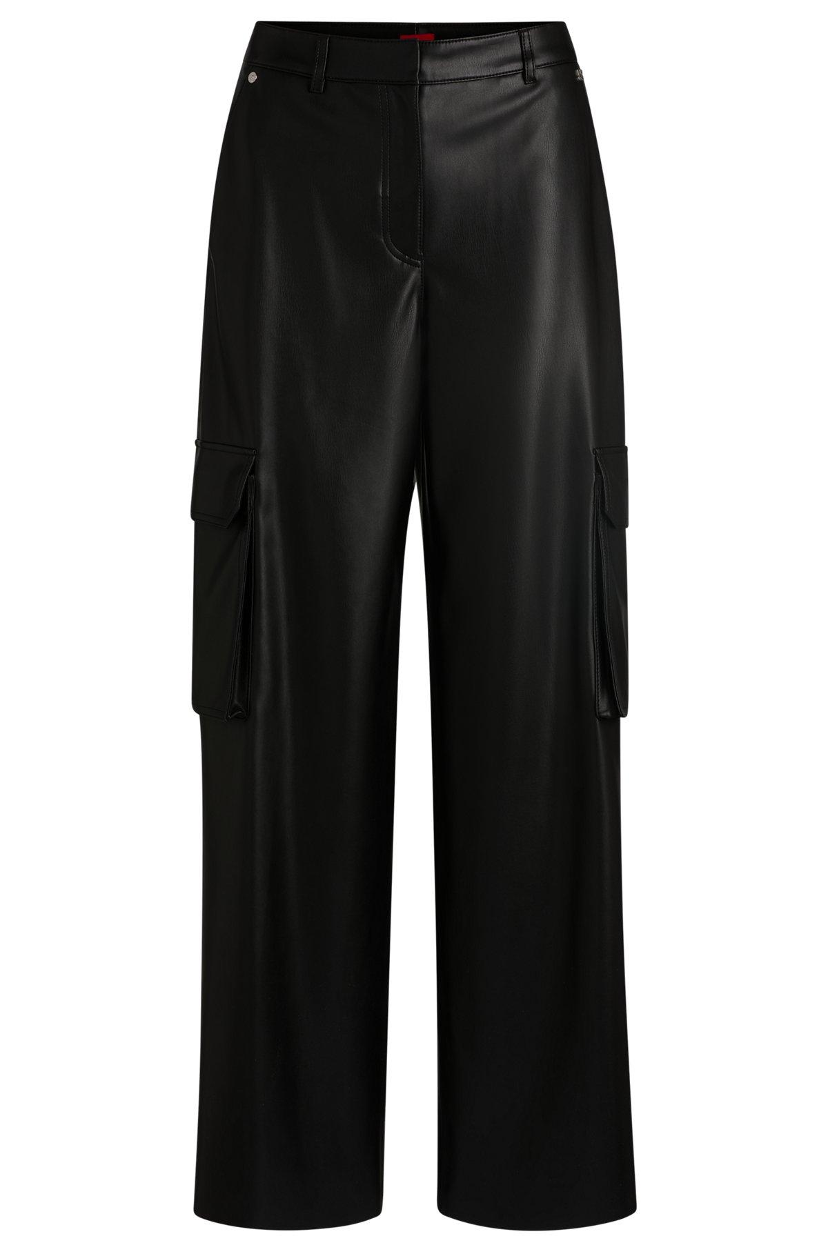 Loose-fit cargo trousers in faux leather Product Image