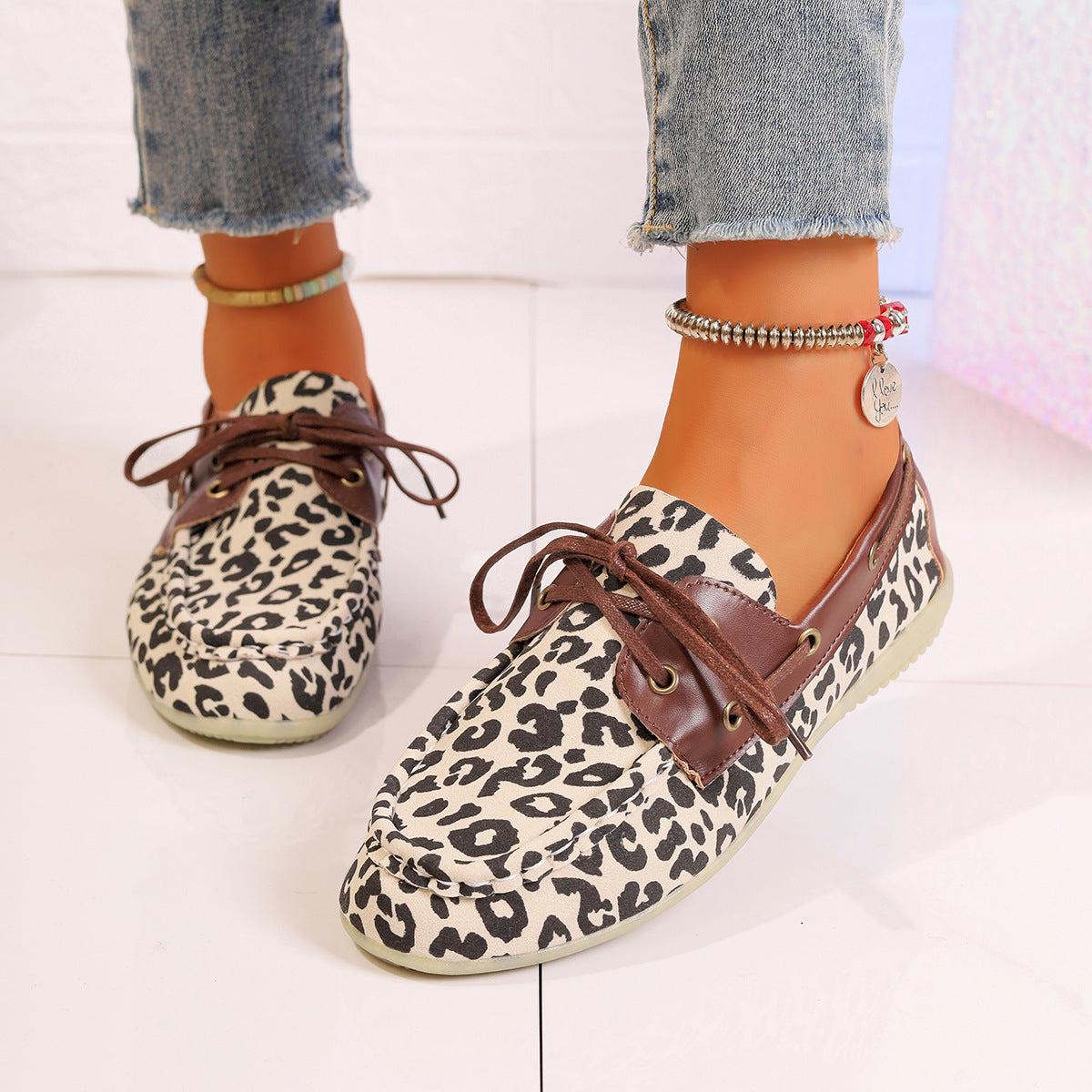 Lace Up Leopard Slip-Ons Product Image