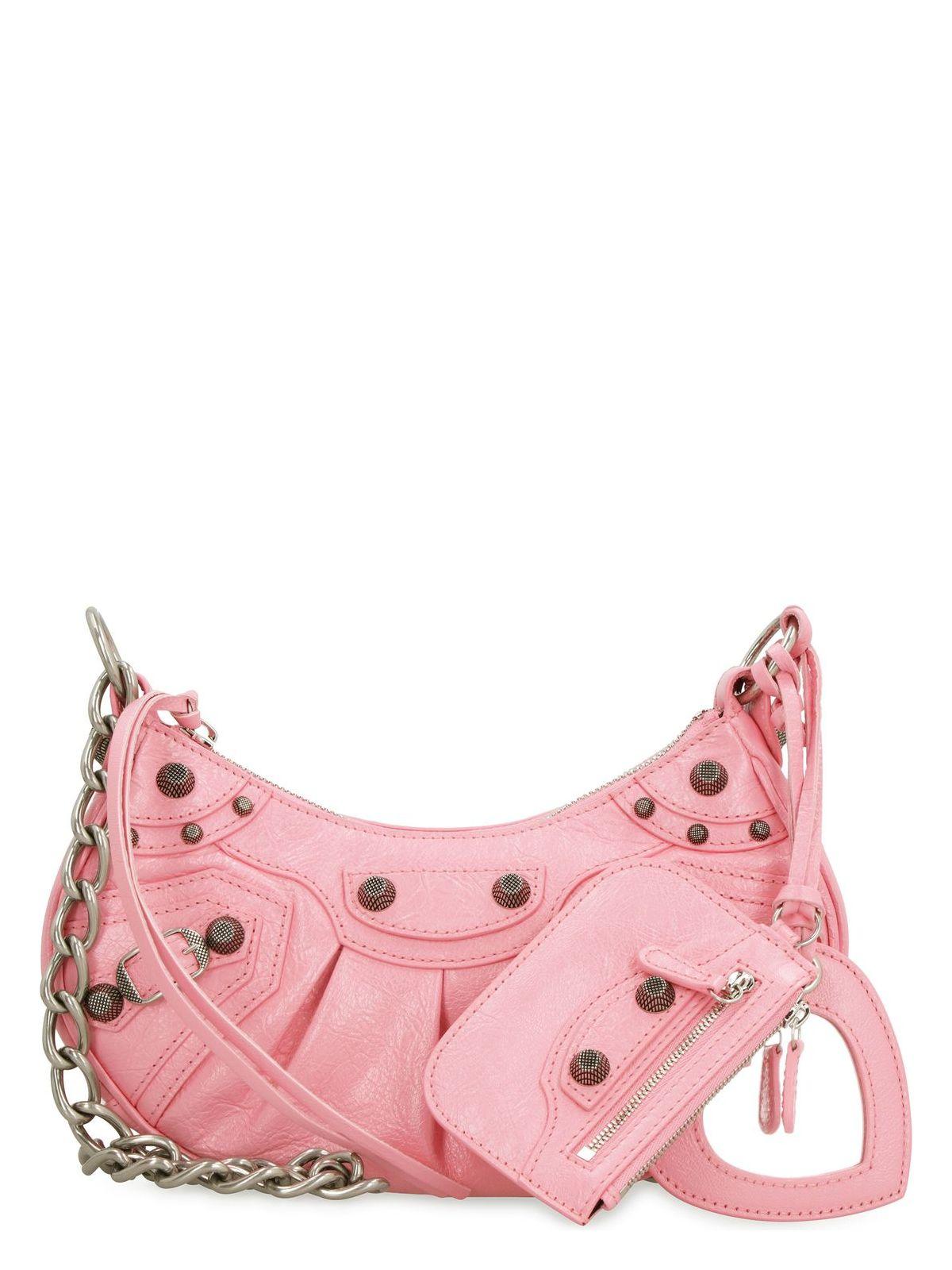 BALENCIAGA Women Pink Nappa Leather Le Cagole Xs Crossbody Bag Product Image
