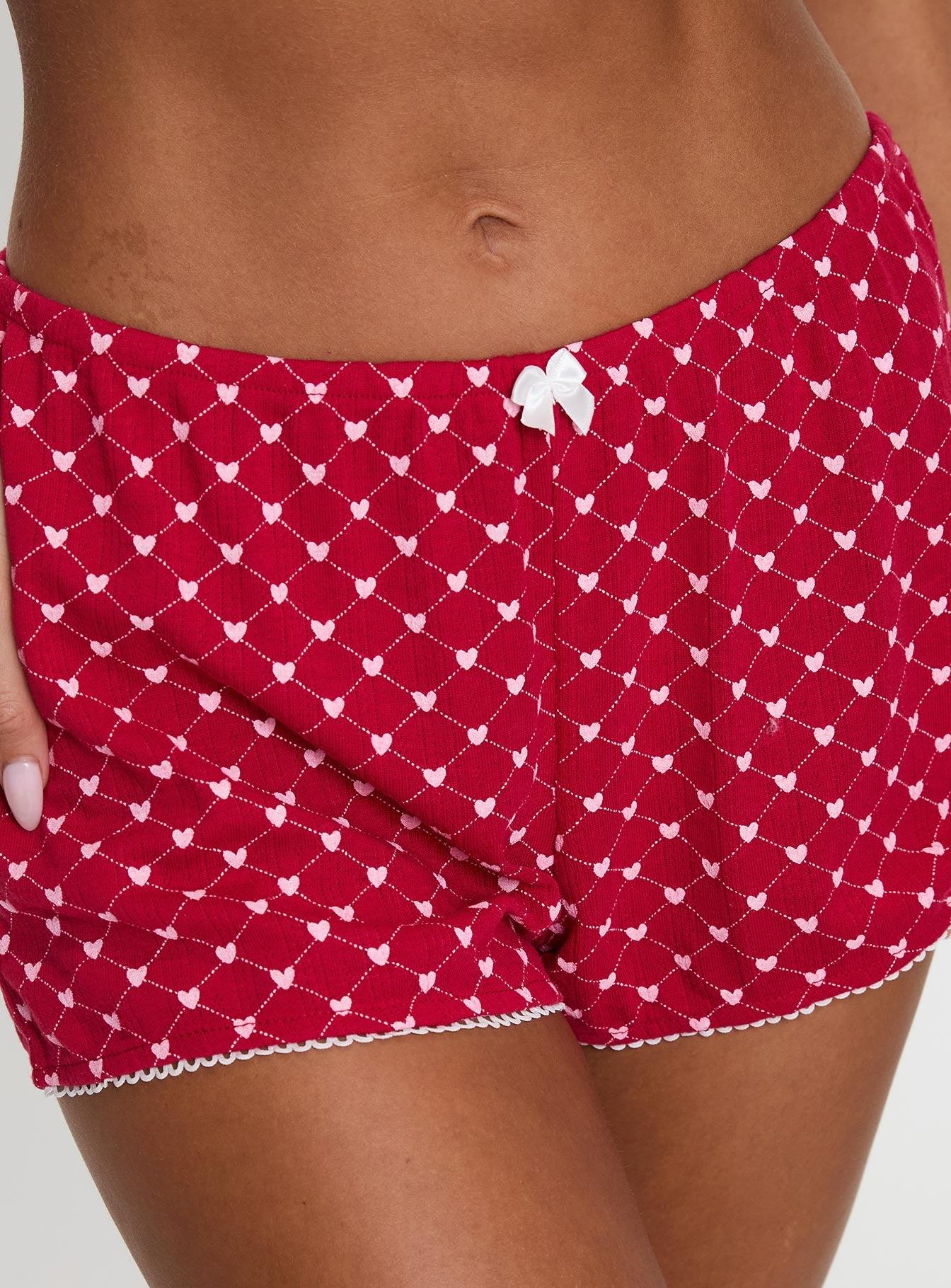 Slow Start Pointelle Sleep Short Red Product Image