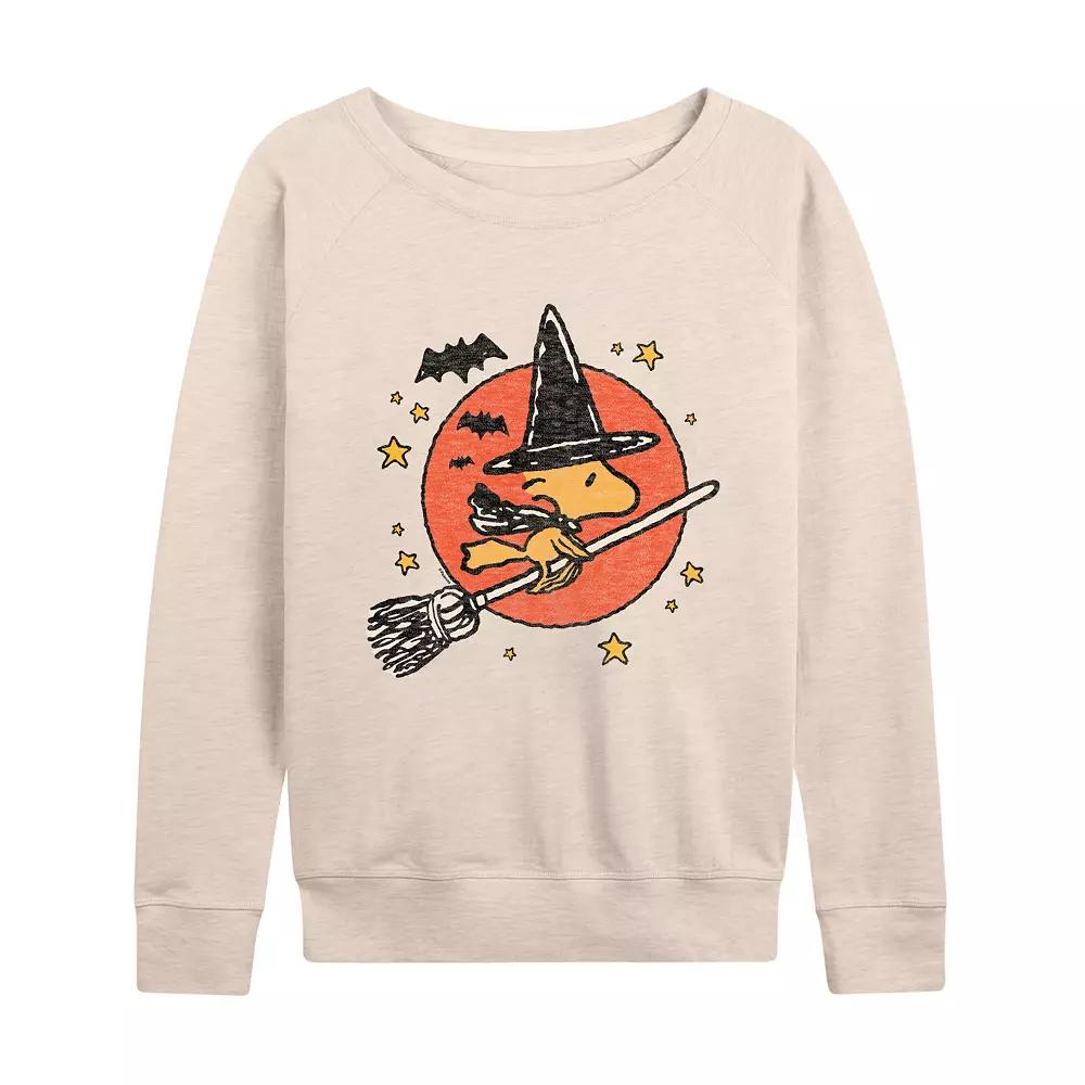 Women's Peanuts Woodstock Witch French Terry Long Sleeve Tee, Size: Small, Beige Product Image