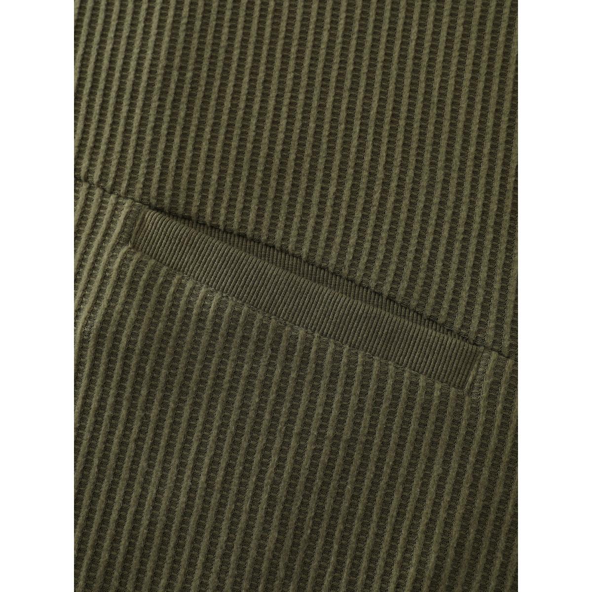 Plus Size Ribbed Texture Pockets Hooded Coat Women ArmyGreen Leisure Texture Ladies Casual Winter Coats BloomChic 14-16/1X Product Image