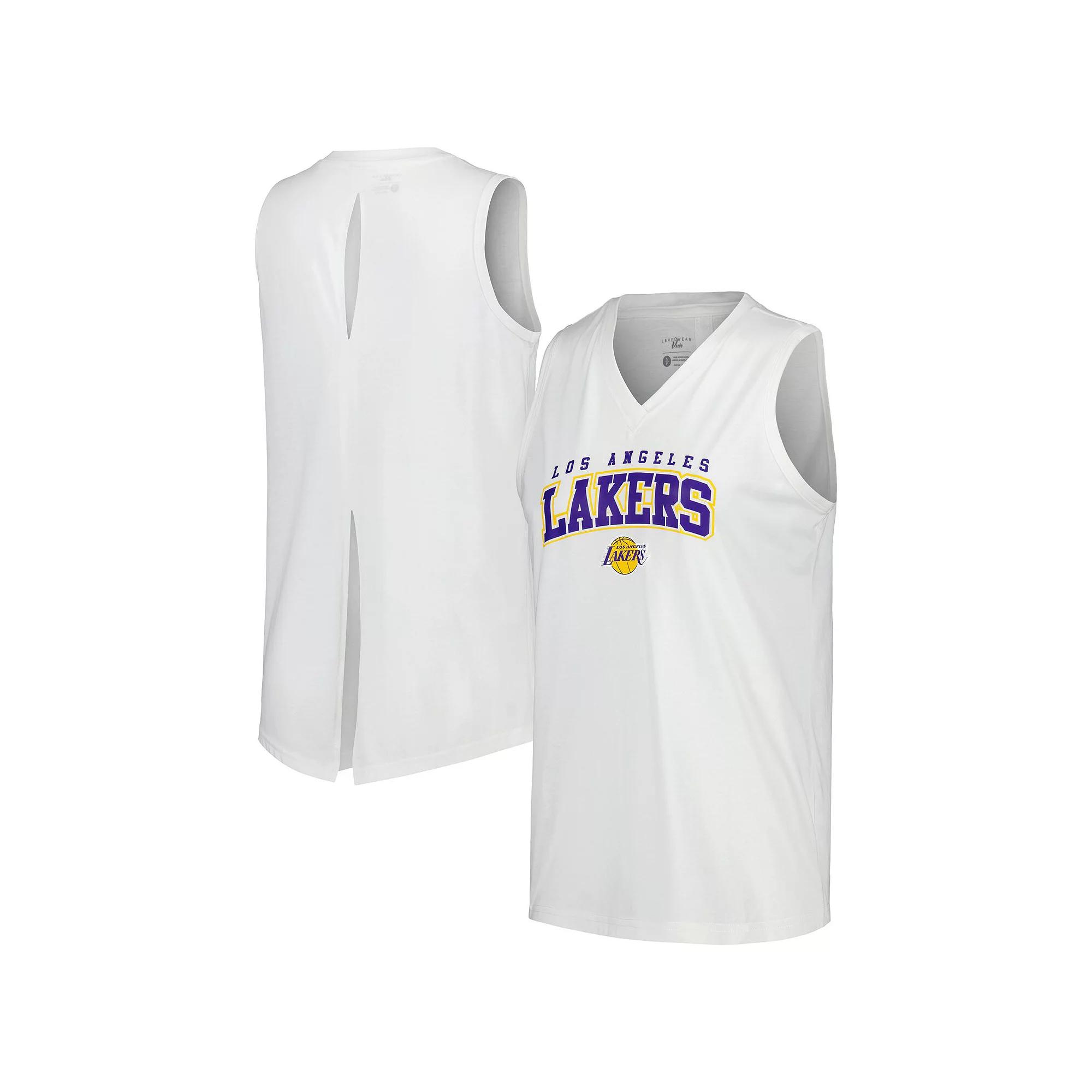 Women's Levelwear White Los Angeles Lakers Paisley Peekaboo Tank Top,  Product Image