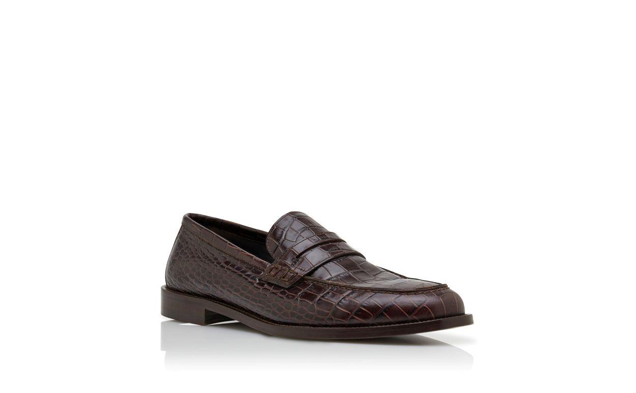 PERRY Dark Brown Calf Leather Penny Loafers  Product Image