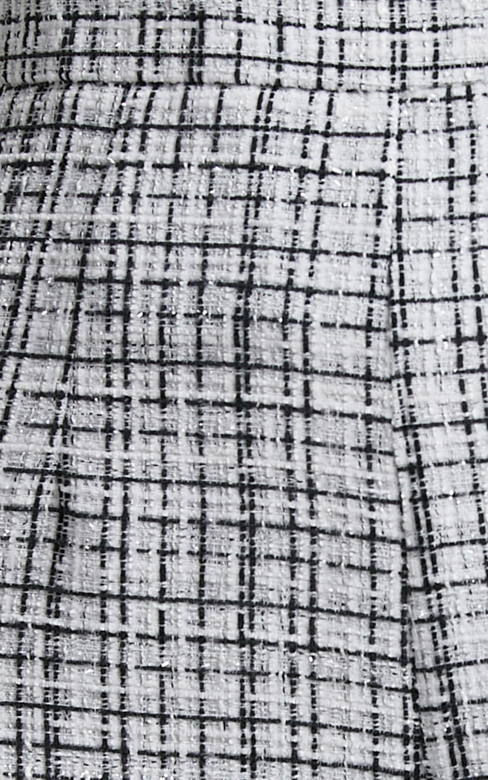 Icie Pants - High Waisted Tweed Wide Leg Pants in White & Black Product Image