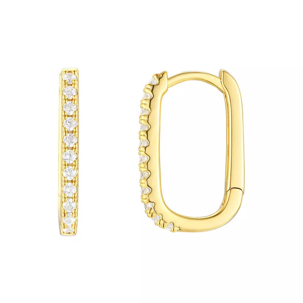 Taylor Grace 14k Gold Plated Cubic Zirconia Oval Hoop Earrings, Women's, Gold Tone Product Image