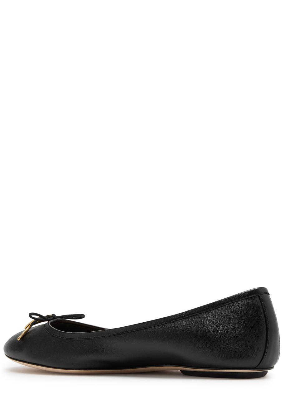 CHLOÉ Bow Detail Round Toe Flat Sole Ballerina Shoes In Black Product Image