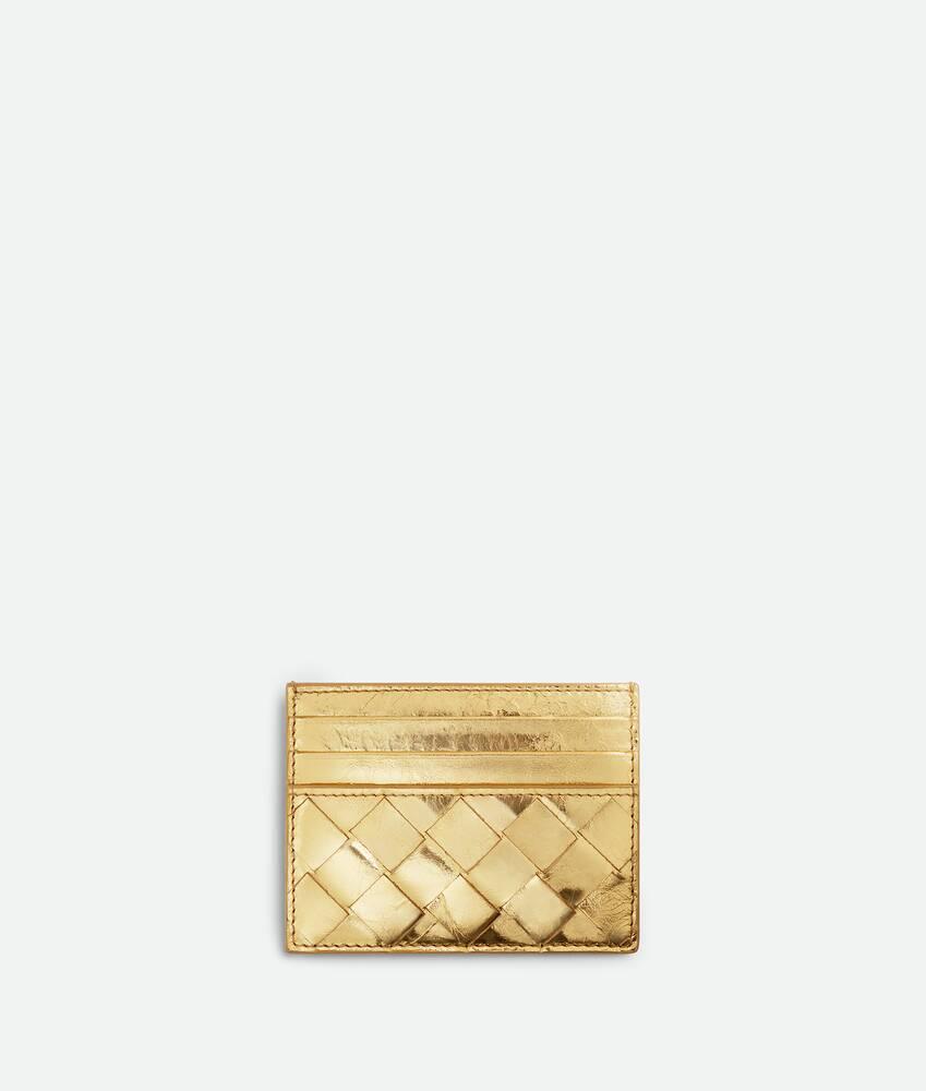 Women's Intrecciato Credit Card Case in Gold Product Image