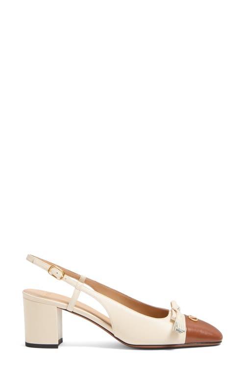 VALENTINO GARAVANI Leather Vlogo Signature Pumps With Slingback Strap In Neutral Product Image