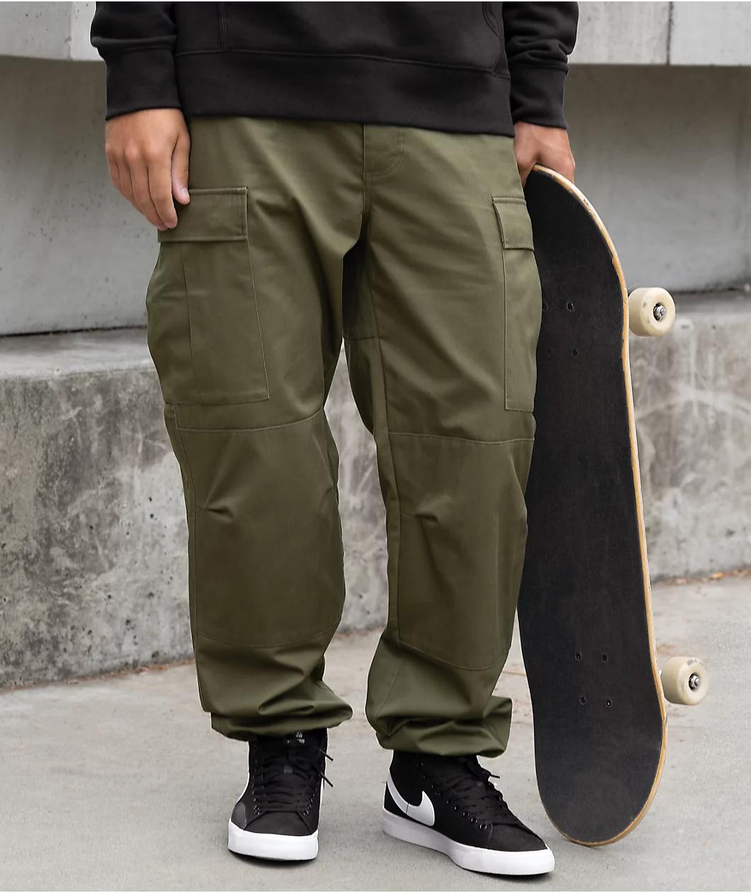 Empyre Loose Fit Olive Cargo Skate Pants Product Image