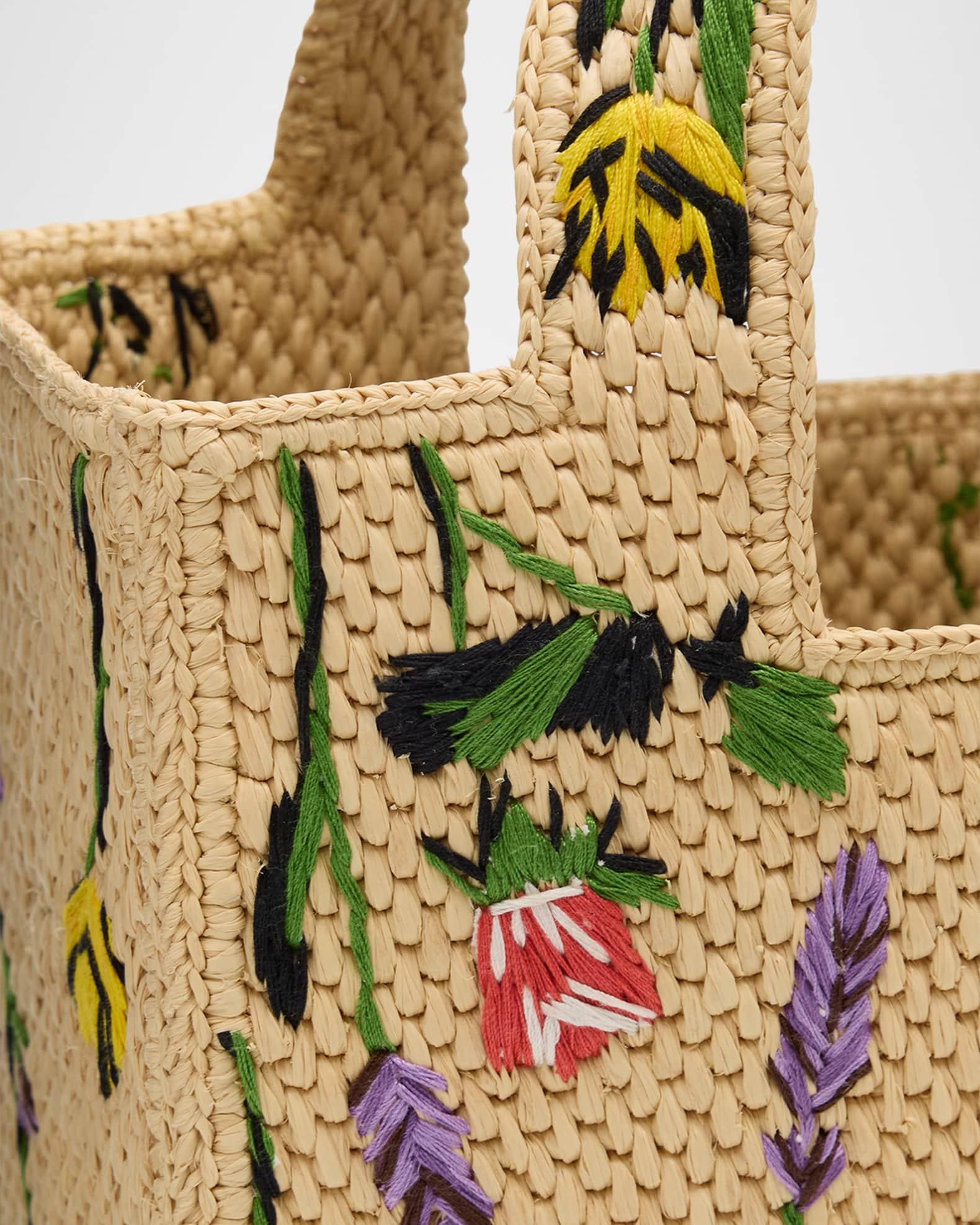 x Paula’s Ibiza Small Flower Tote Bag in Raffia Product Image