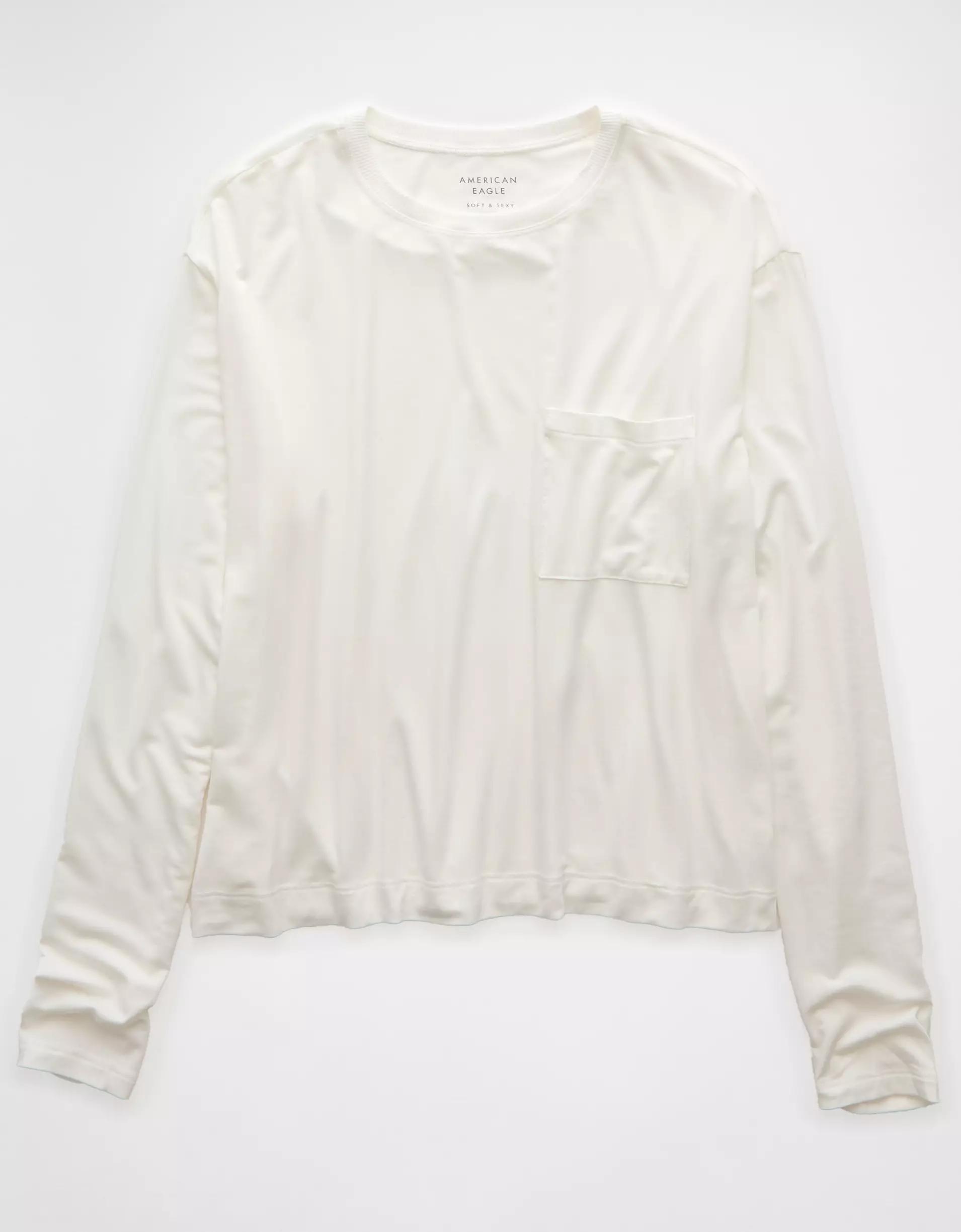 AE Soft & Sexy Long-Sleeve Pocket T-Shirt Product Image