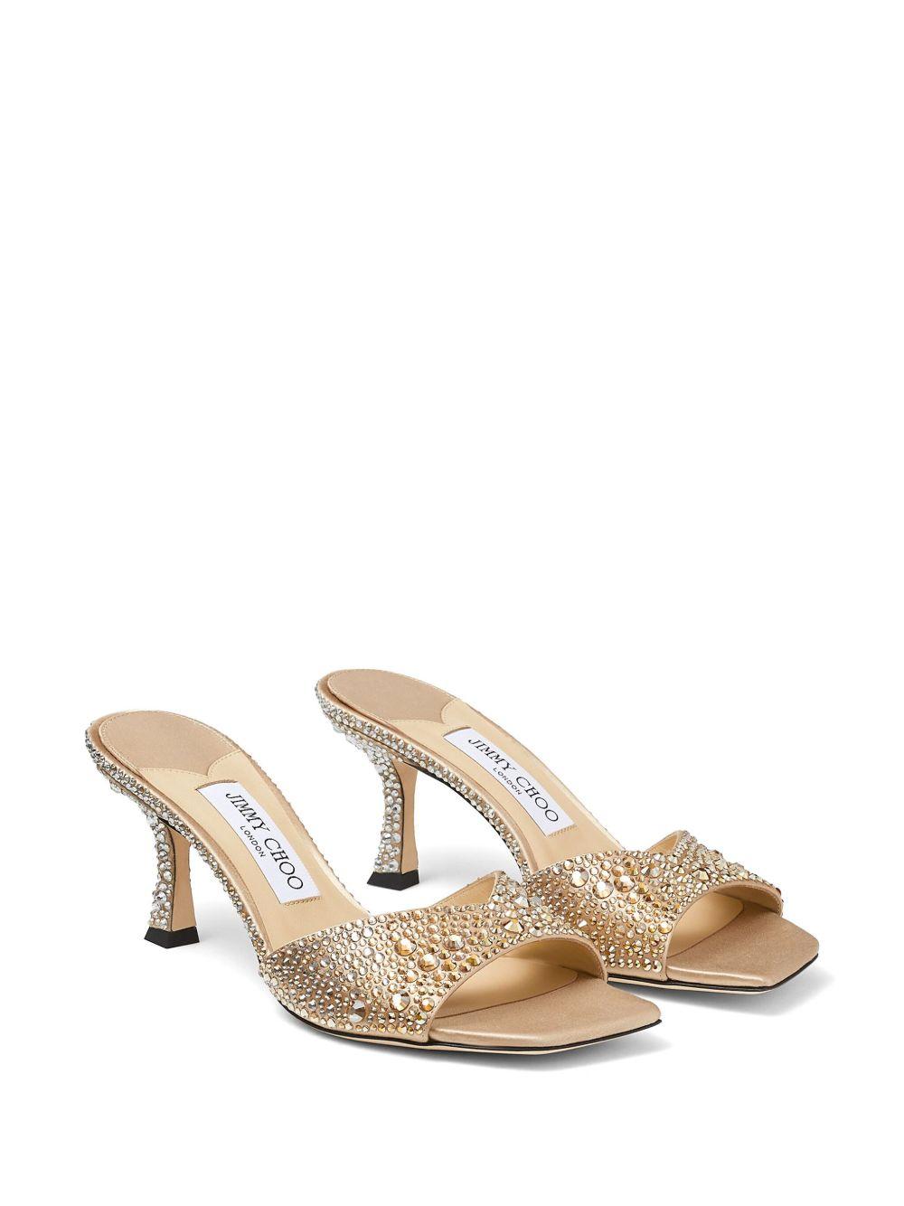 JIMMY CHOO Golden Crystal Heels In Beige O Tan Product Image