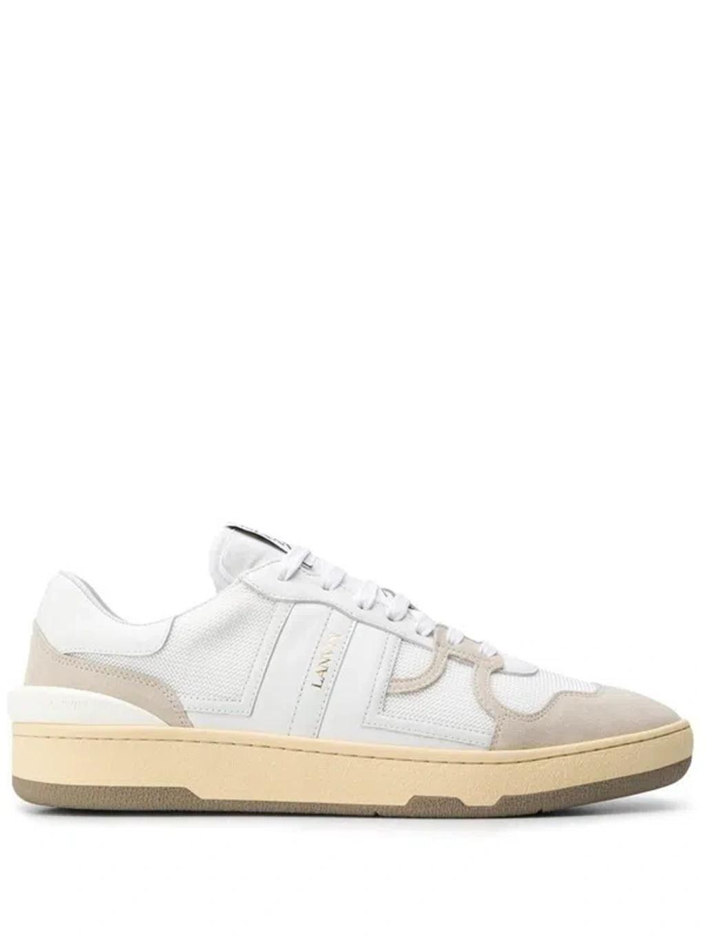 LANVIN Mesh And Leather Clay Sneakers With In White Product Image